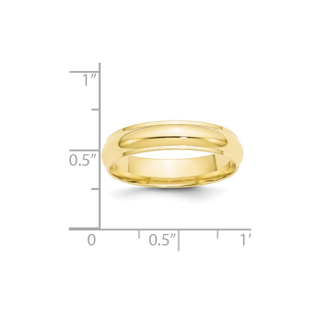 10k Yellow Gold 5mm Half Round with Edge Wedding Band Size 4.5
