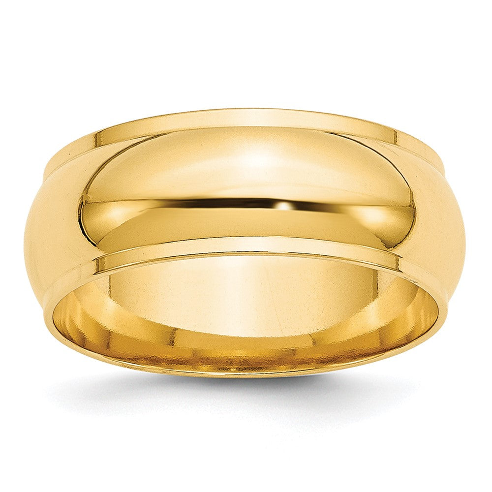 10k Yellow Gold 8mm Half Round with Edge Wedding Band Size 4.5