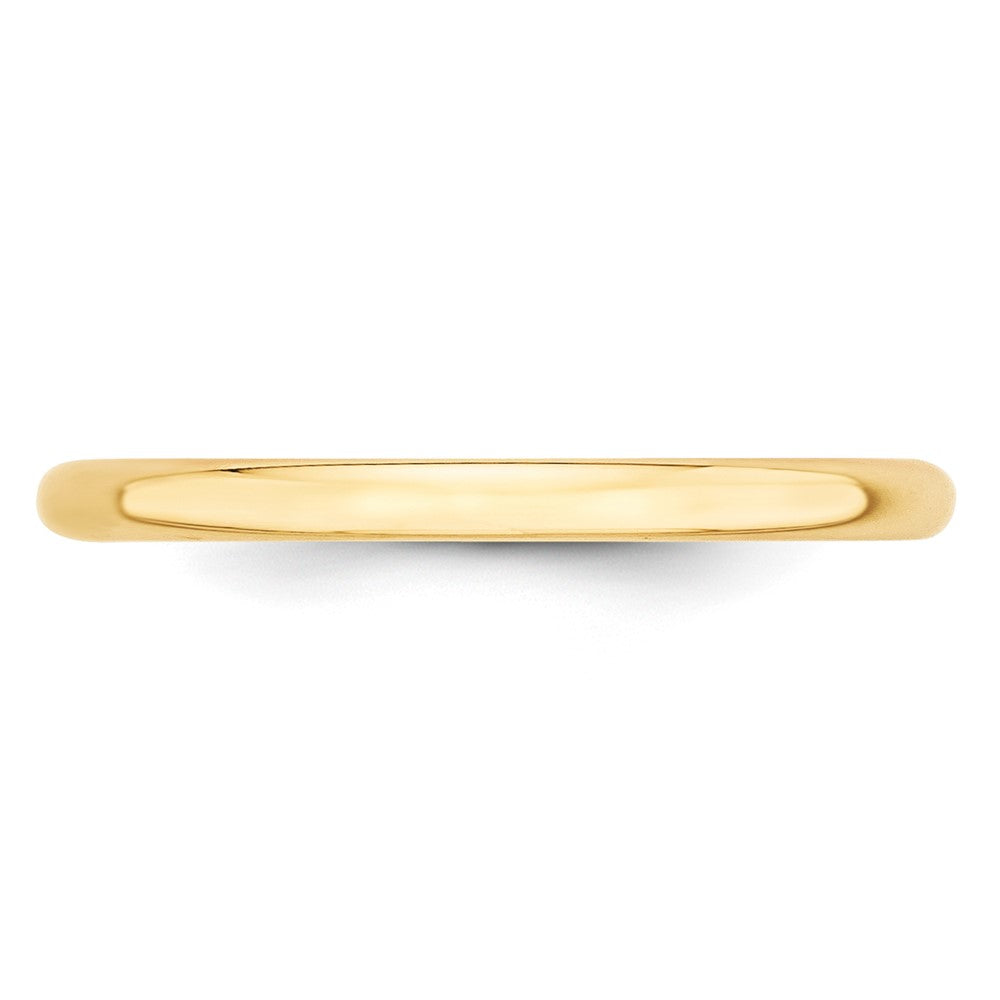 10k Yellow Gold 2mm Lightweight Half Round Wedding Band Size 13.5