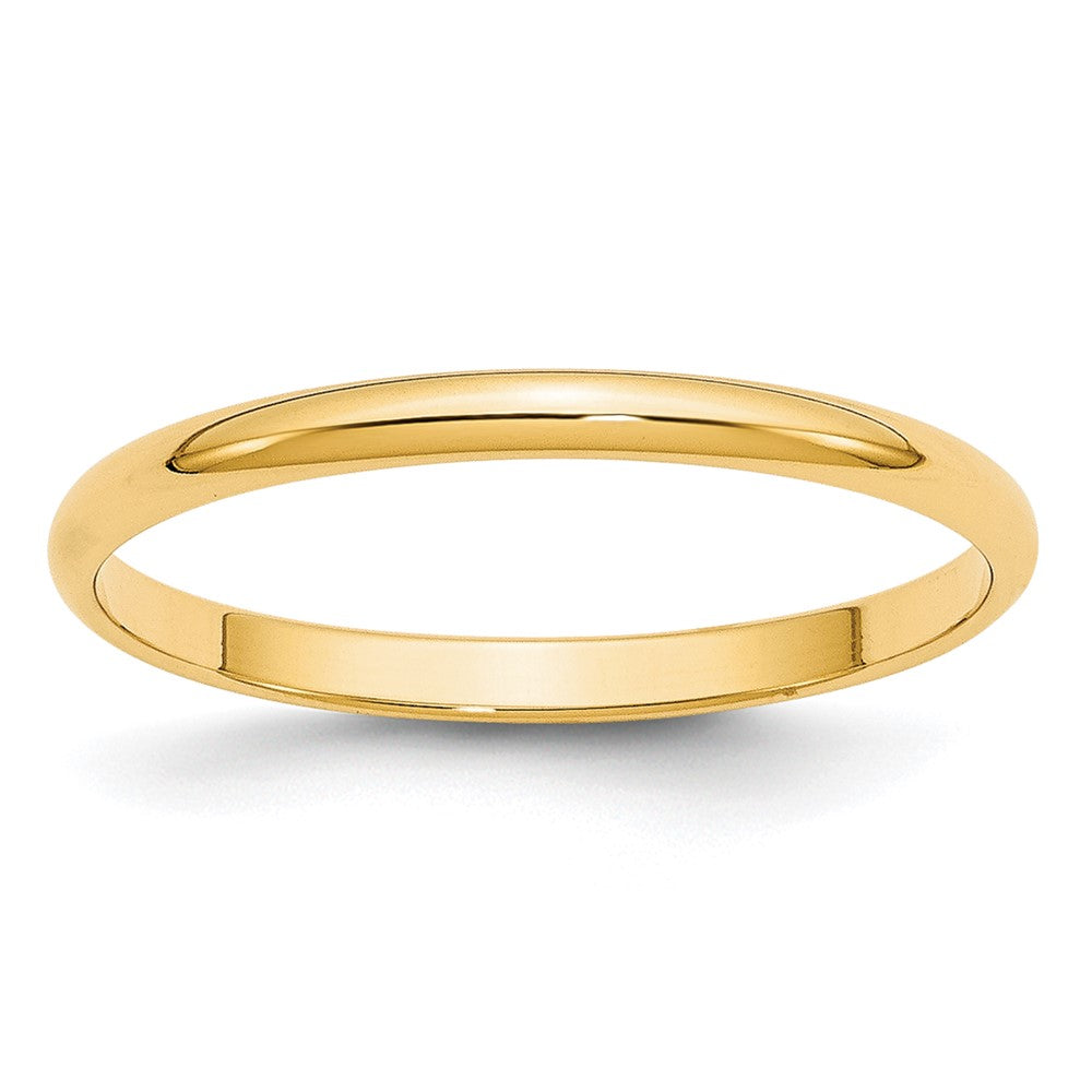 10k Yellow Gold 2mm Lightweight Half Round Wedding Band Size 12.5