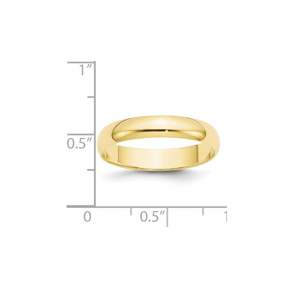 10k Yellow Gold 4mm Lightweight Half Round Wedding Band Size 12.5