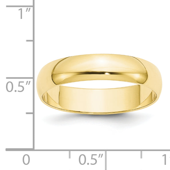 10k Yellow Gold 5mm Lightweight Half Round Wedding Band Size 8