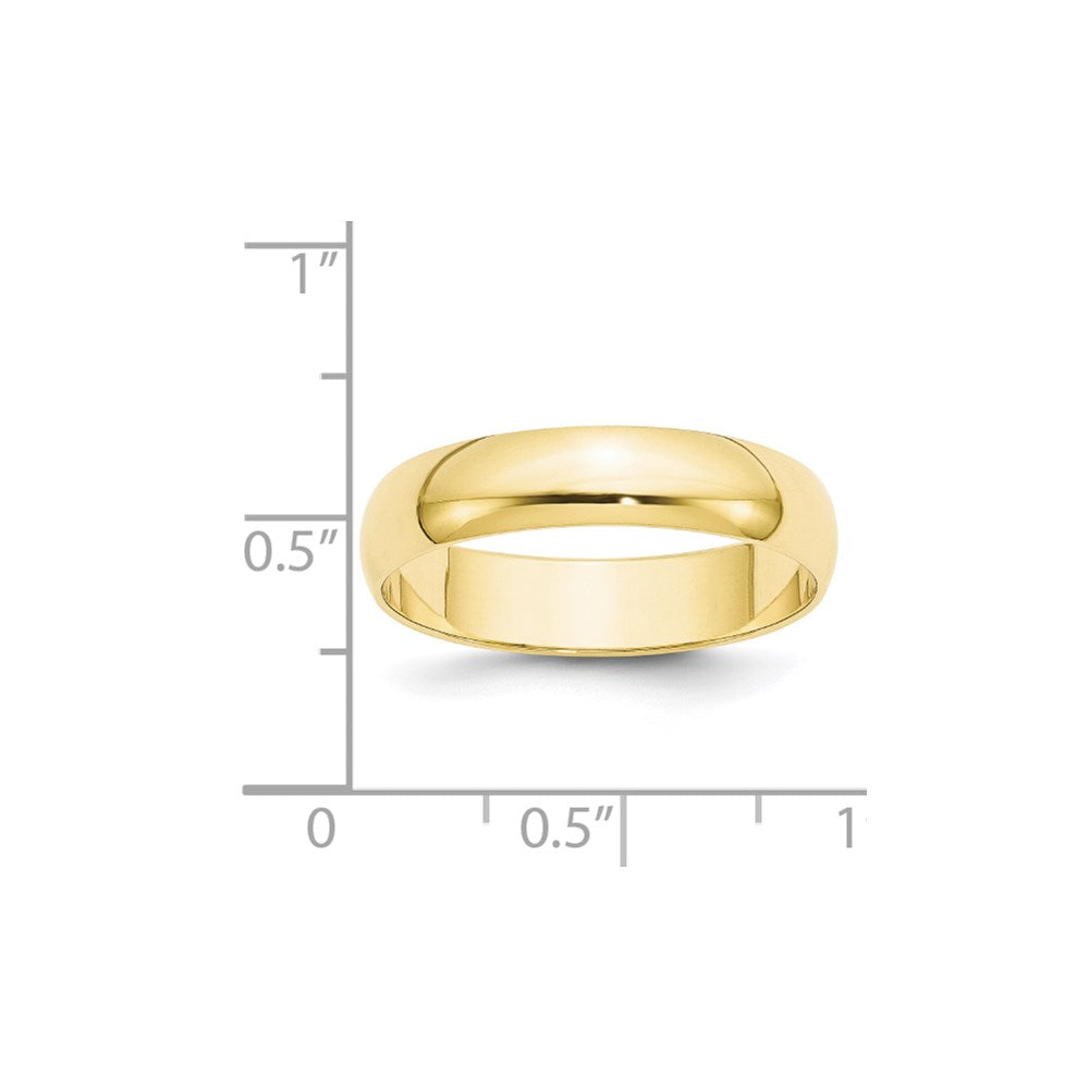 10k Yellow Gold 5mm Lightweight Half Round Wedding Band Size 4.5