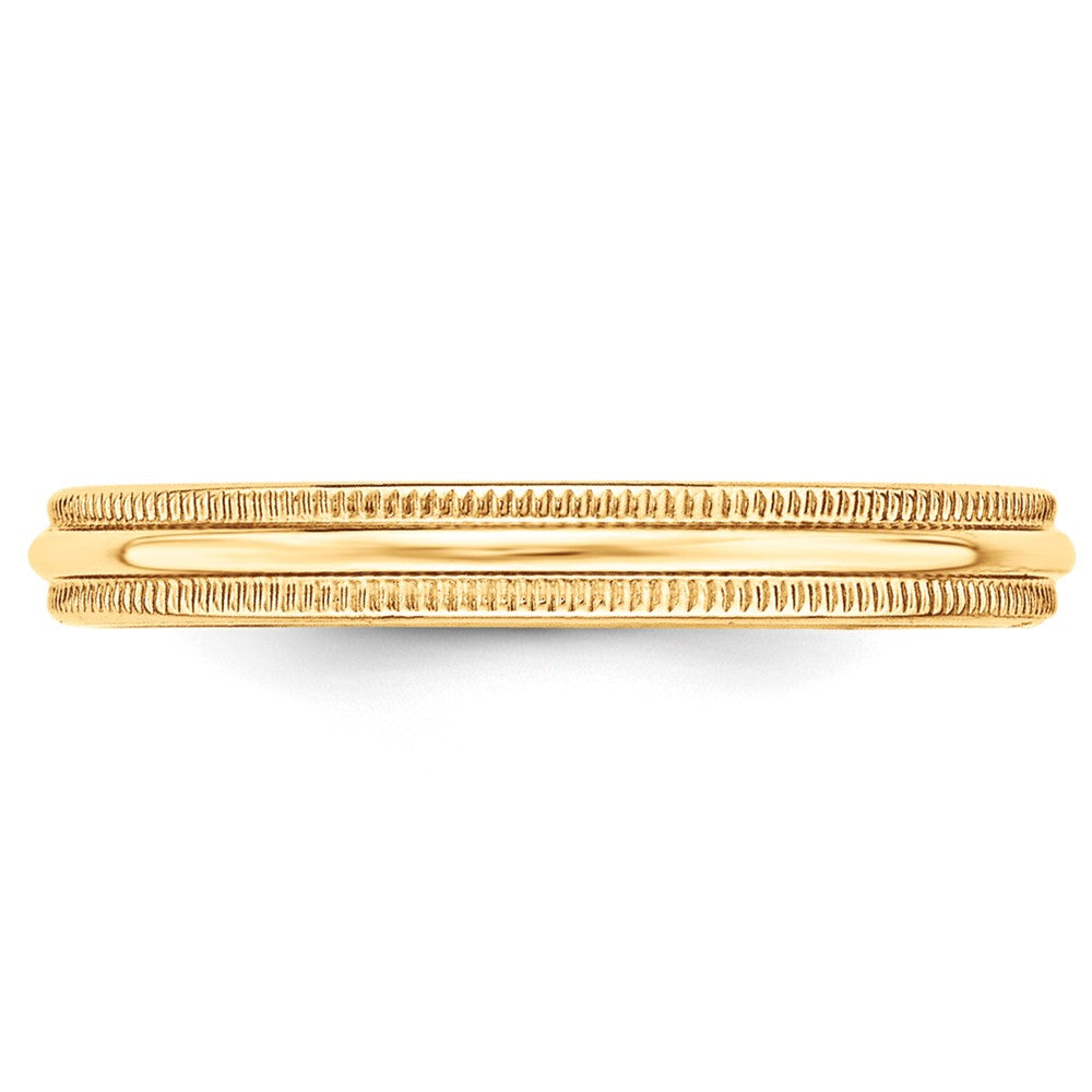 10k Yellow Gold 3mm Milgrain Half Round Wedding Band Size 14