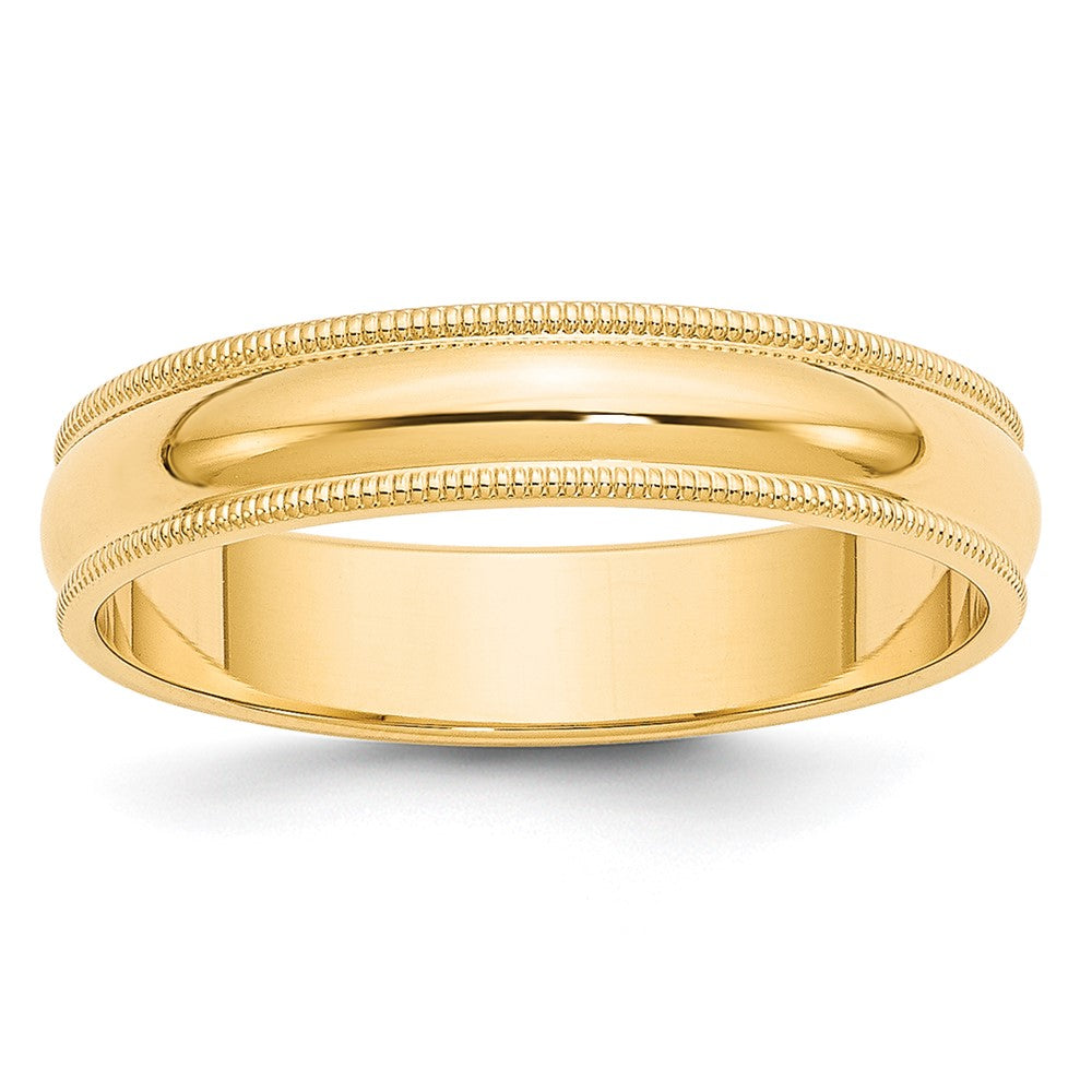 10k Yellow Gold 5mm Milgrain Half Round Wedding Band Size 13.5