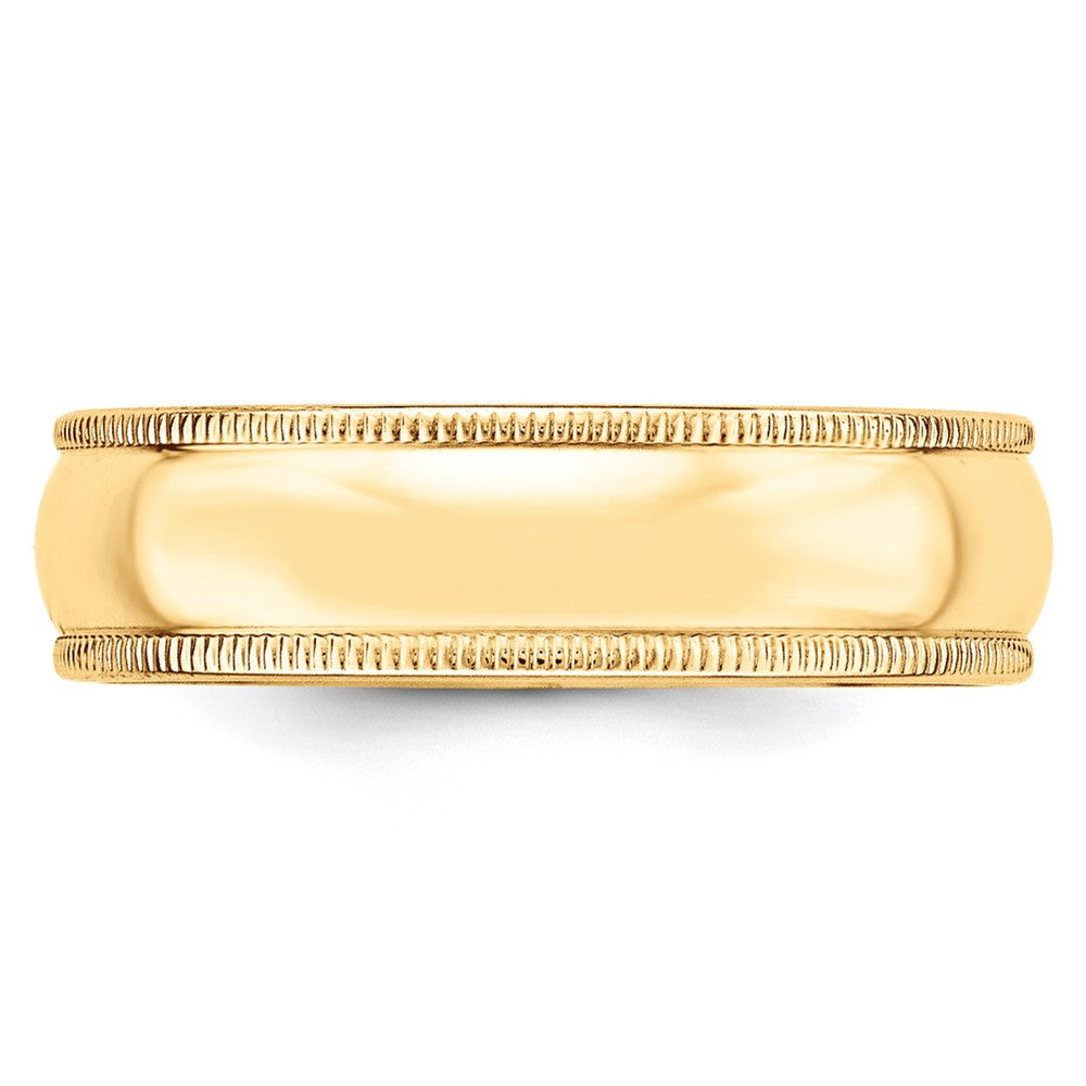 10k Yellow Gold 6mm Milgrain Half Round Wedding Band Size 11.5