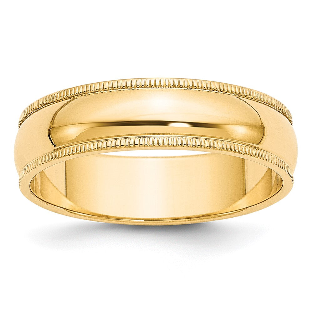 10k Yellow Gold 6mm Milgrain Half Round Wedding Band Size 14