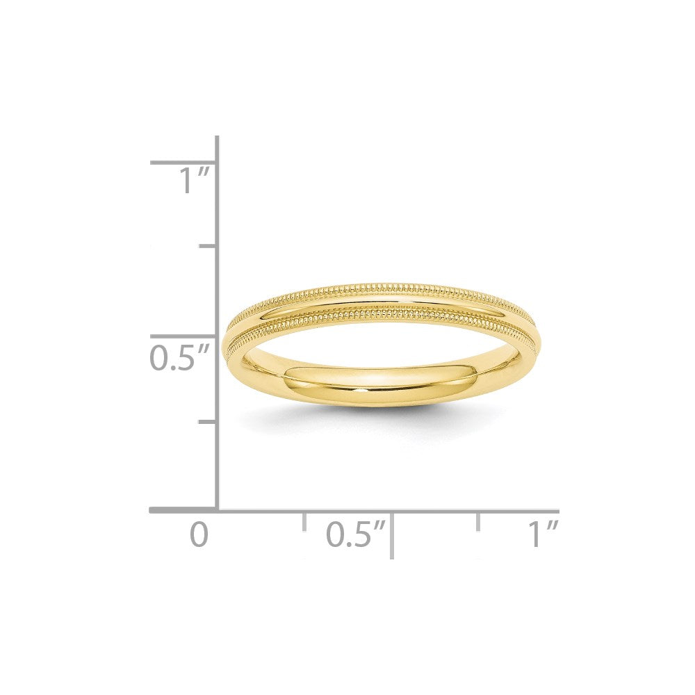 10k Yellow Gold 3mm Milgrain Half Round Comfort Fit Wedding Band Size 12