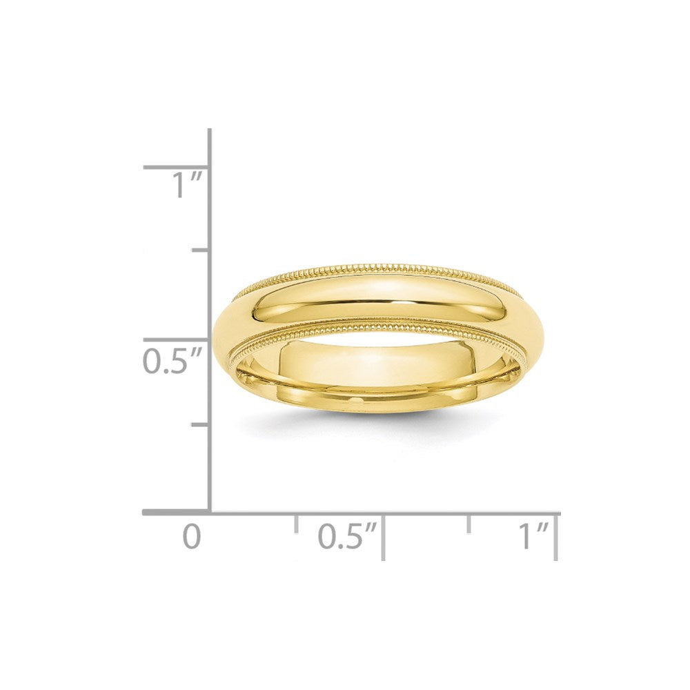 10k Yellow Gold 5mm Milgrain Half Round Comfort Fit Wedding Band Size 11.5