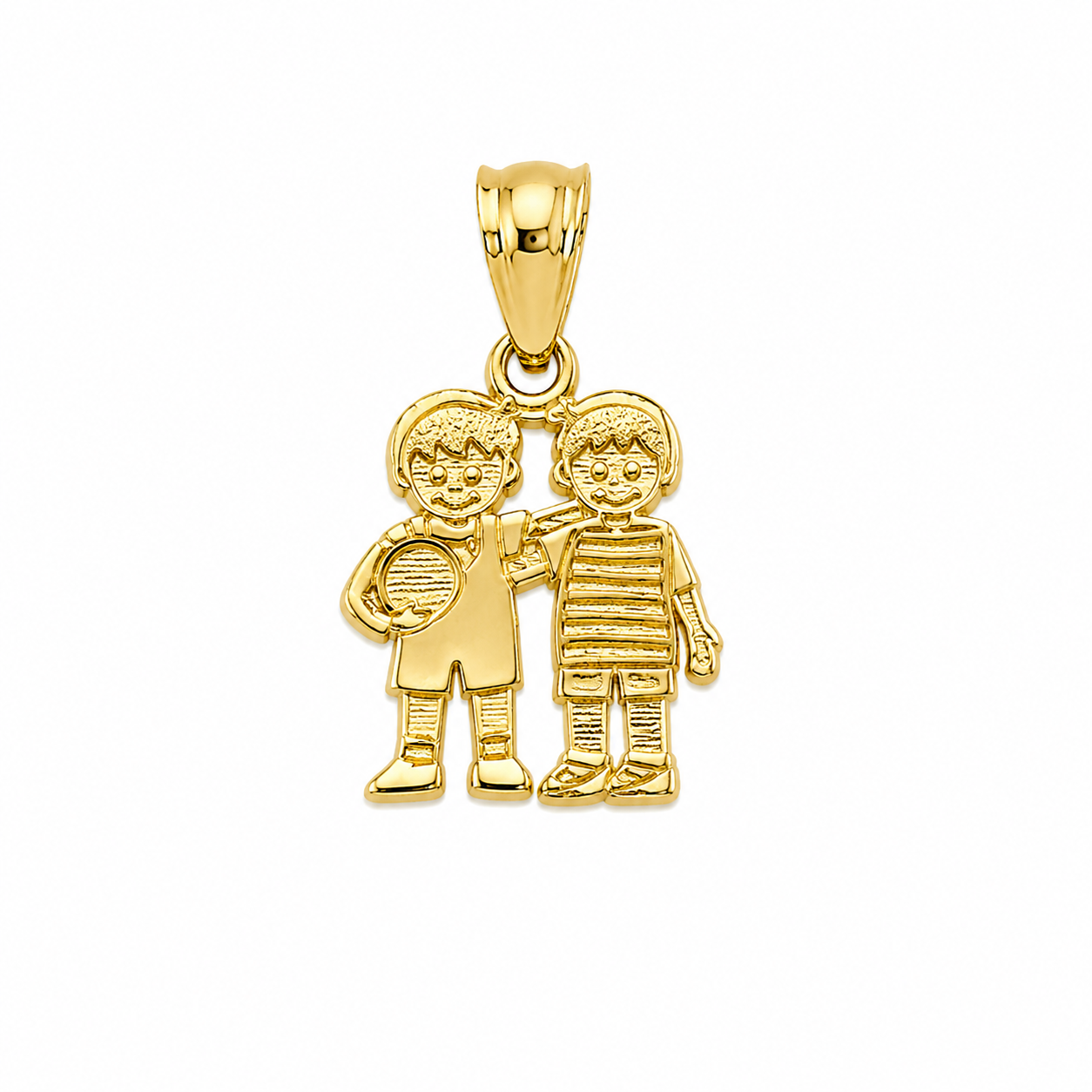 14KT Two Boys Yellow Gold Pendant [A1B7}