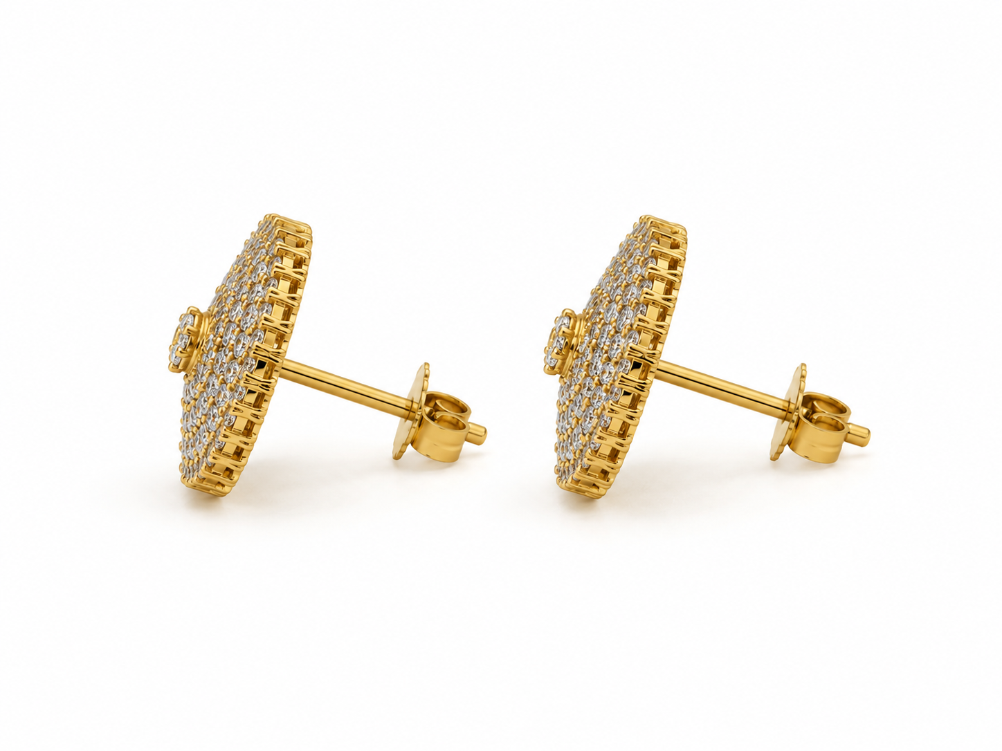 22KT Umbrella Stud Cubic Zirconium Yellow Gold Earrings [A7B0]