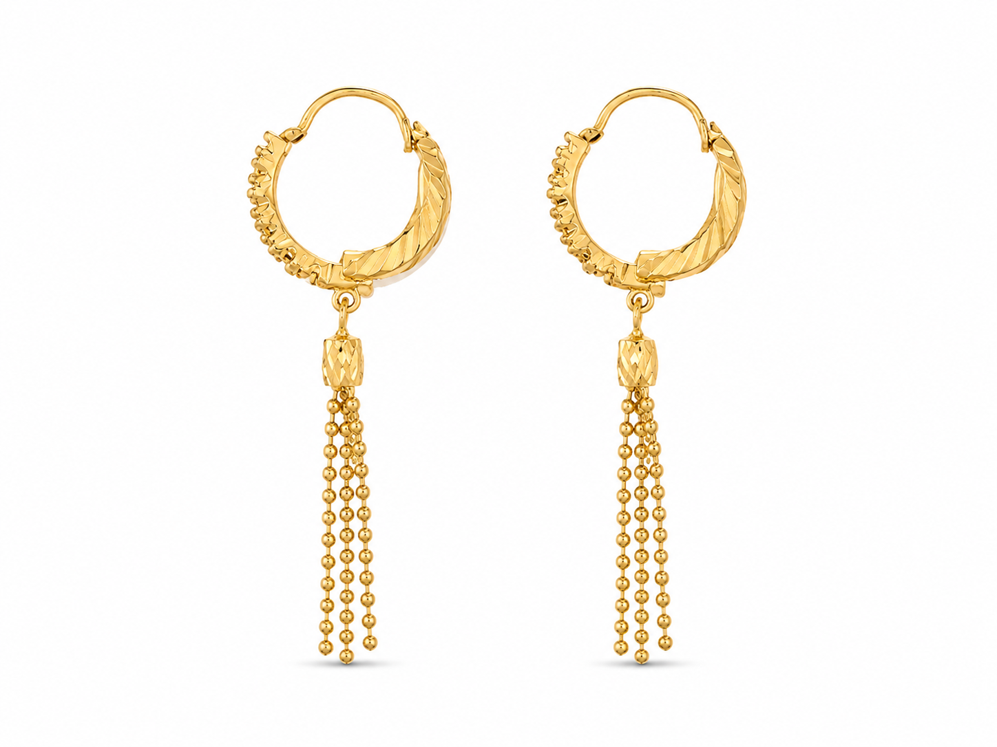 22KT Hoop Stud Cubic Zirconium Yellow Gold Earrings [A4B1]
