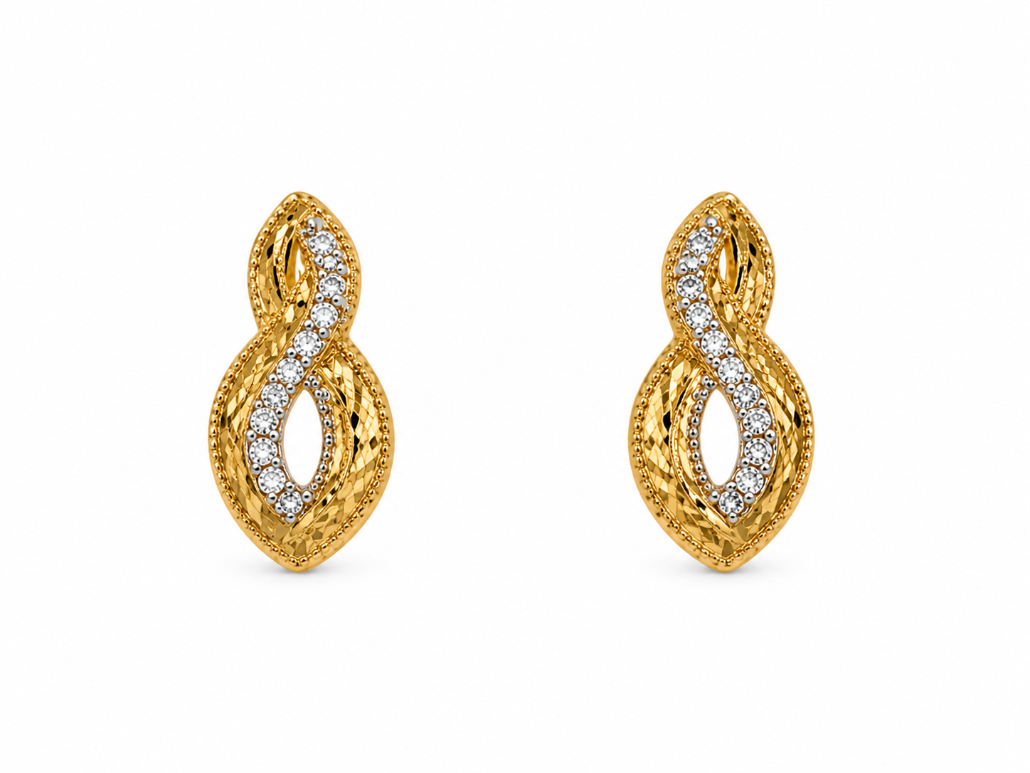 22KT Heel Cubic Zirconium Stud Yellow Gold Earrings [A3B3]