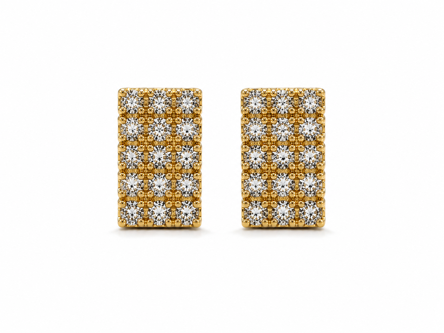 18KT Stud Cubic Zirconium Yellow Gold Earrings [A2B4]