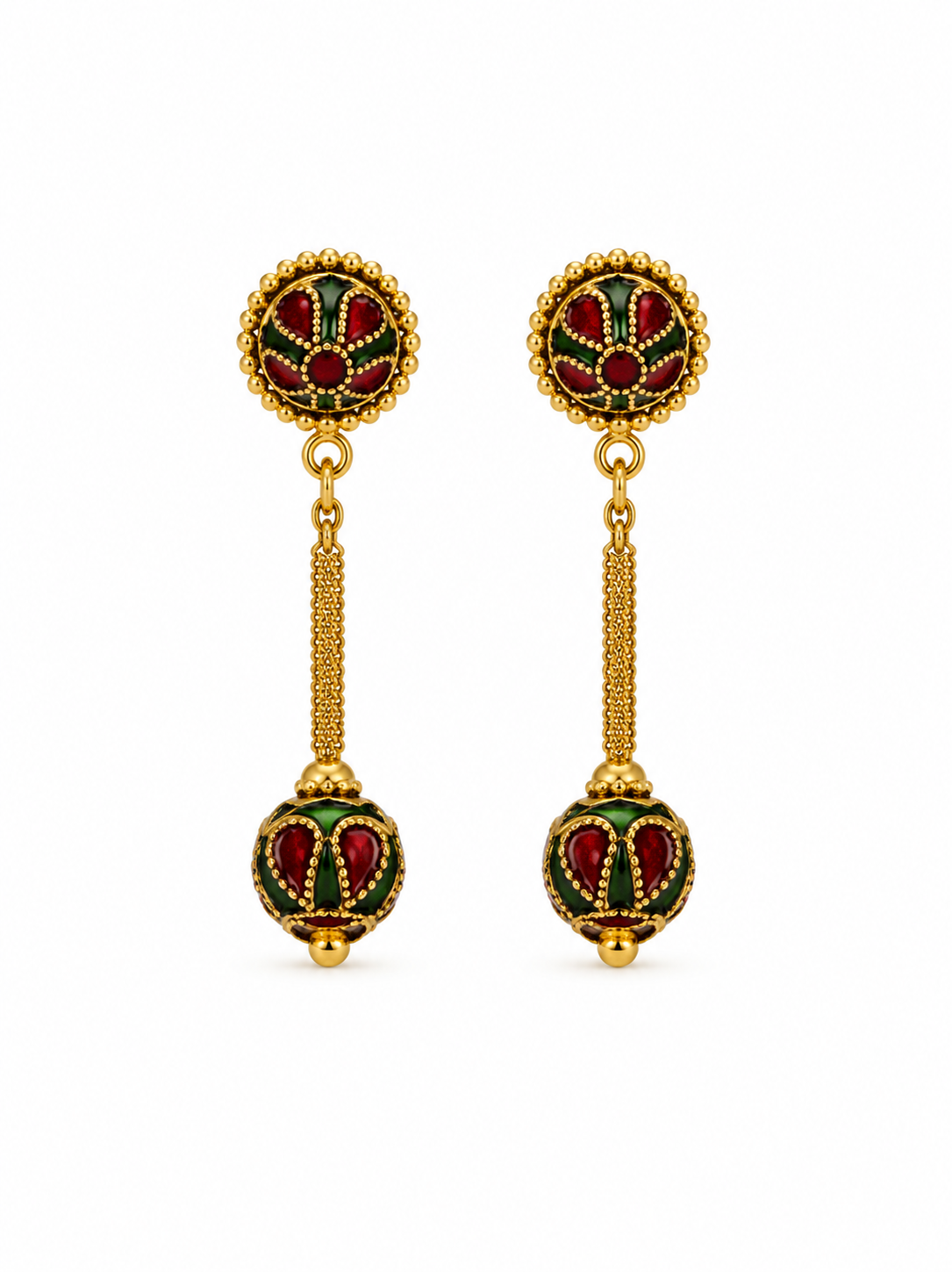 22KT Ball Tassel Yellow Gold Earrings [A6B9]