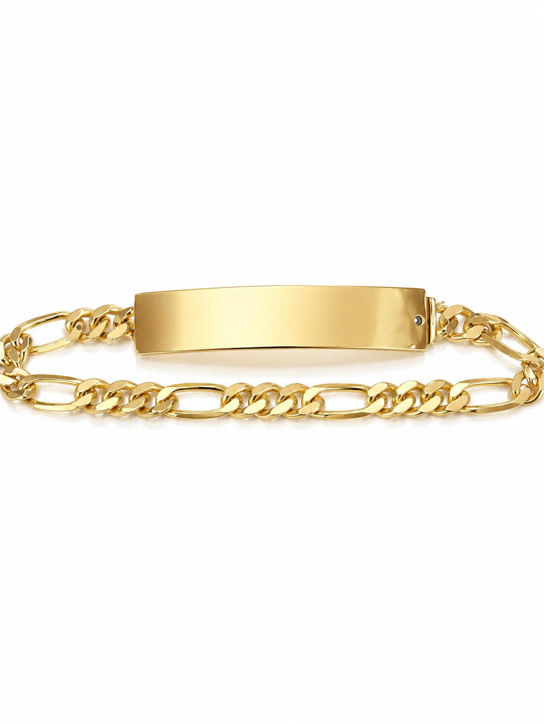 14KT Yellow Gold ID Pin Lock 5.6 MM Figaro Link Bracelet