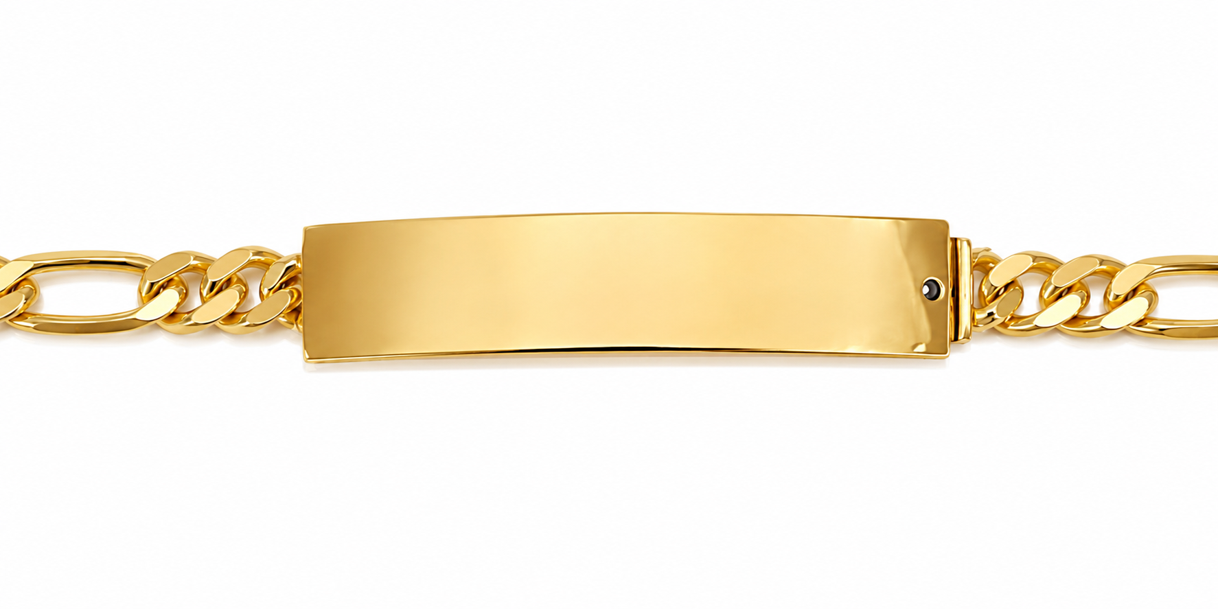 14KT Yellow Gold ID Cubic Zirconium 8.5 MM Figaro Link Bracelet