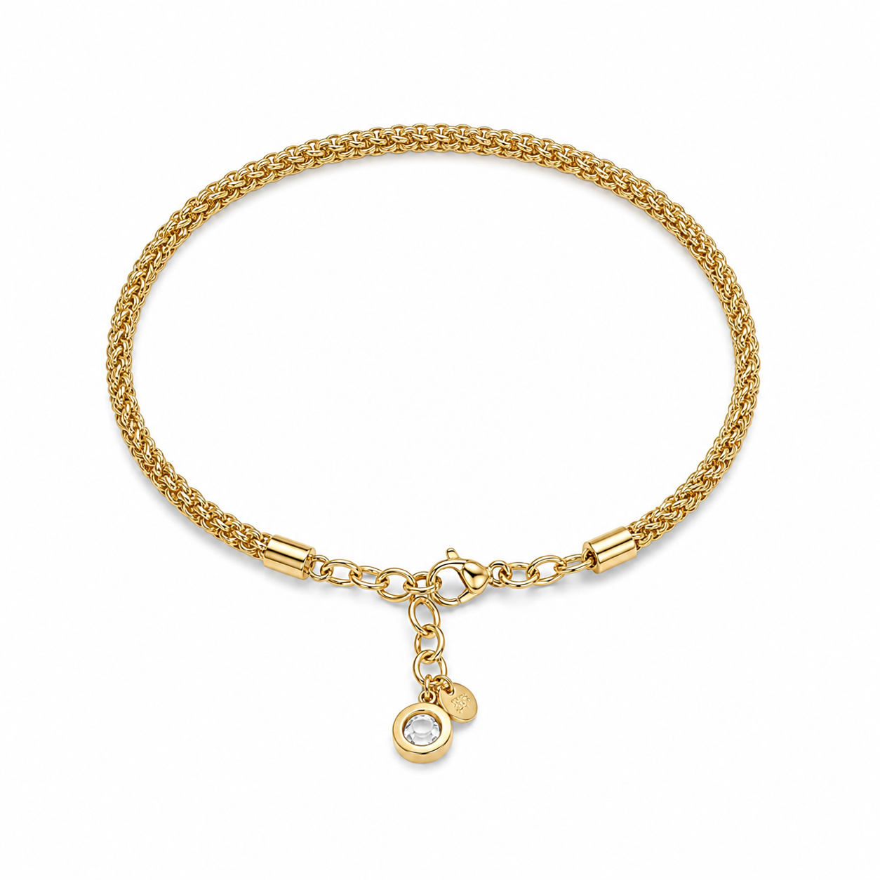14KT Yellow Gold Three Layer 5.6 MM Adjustable Lobster Lock Bangle Bracelet