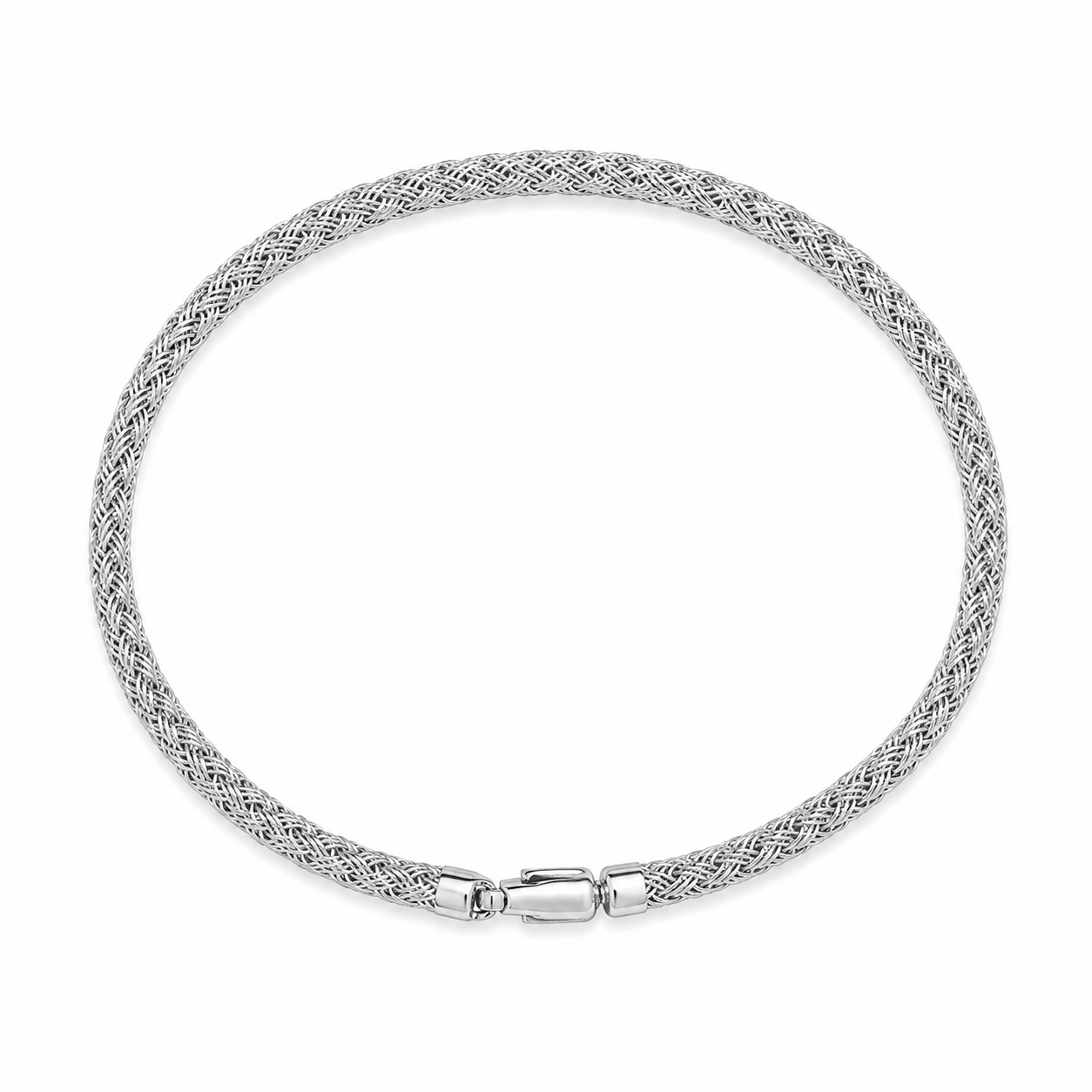 14KT White Gold Thread 2.8 MM Lobster Lock Bangle Bracelet