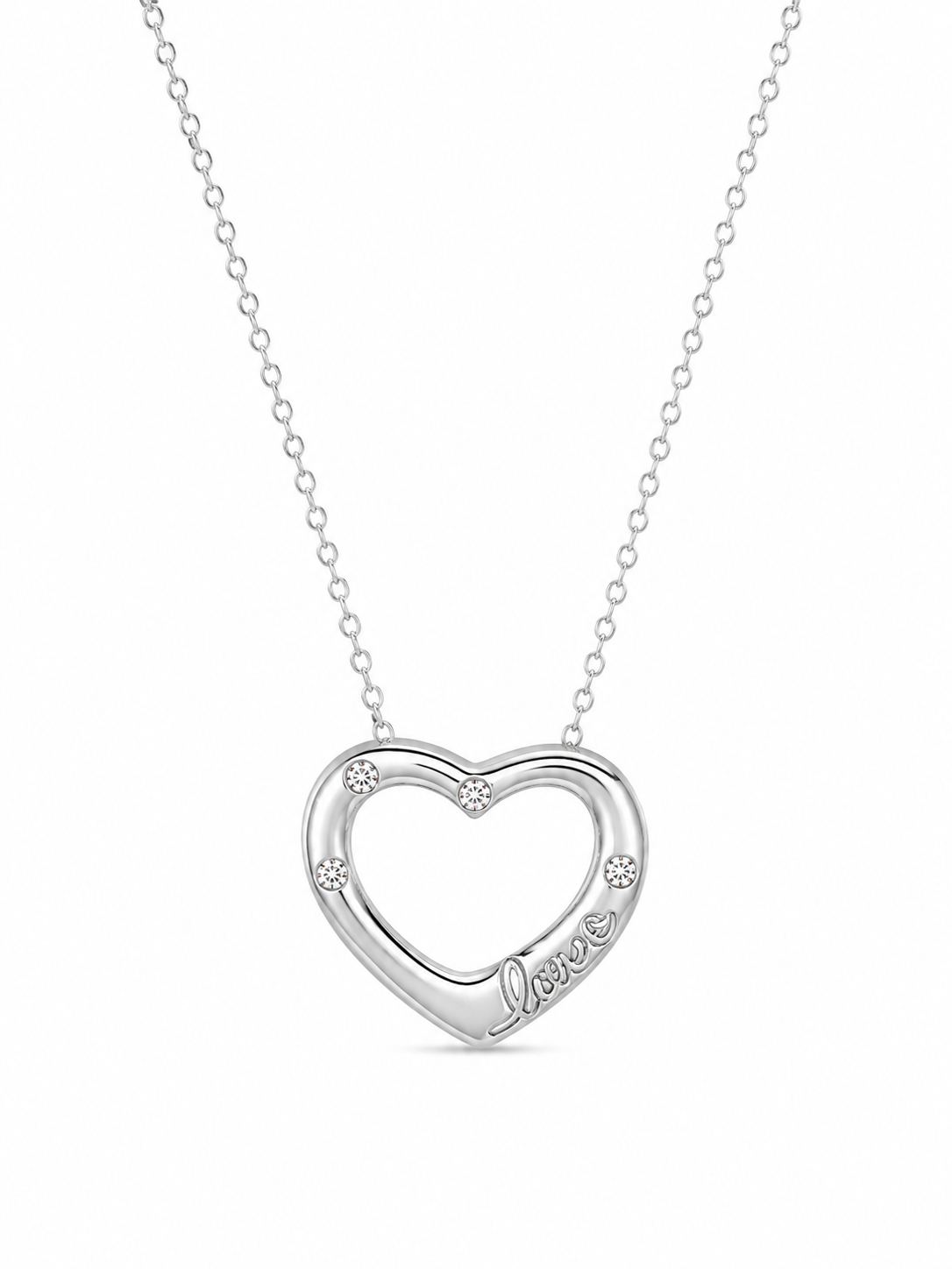 925 Sterling Silver Cubic Zirconium Love Heart Necklace