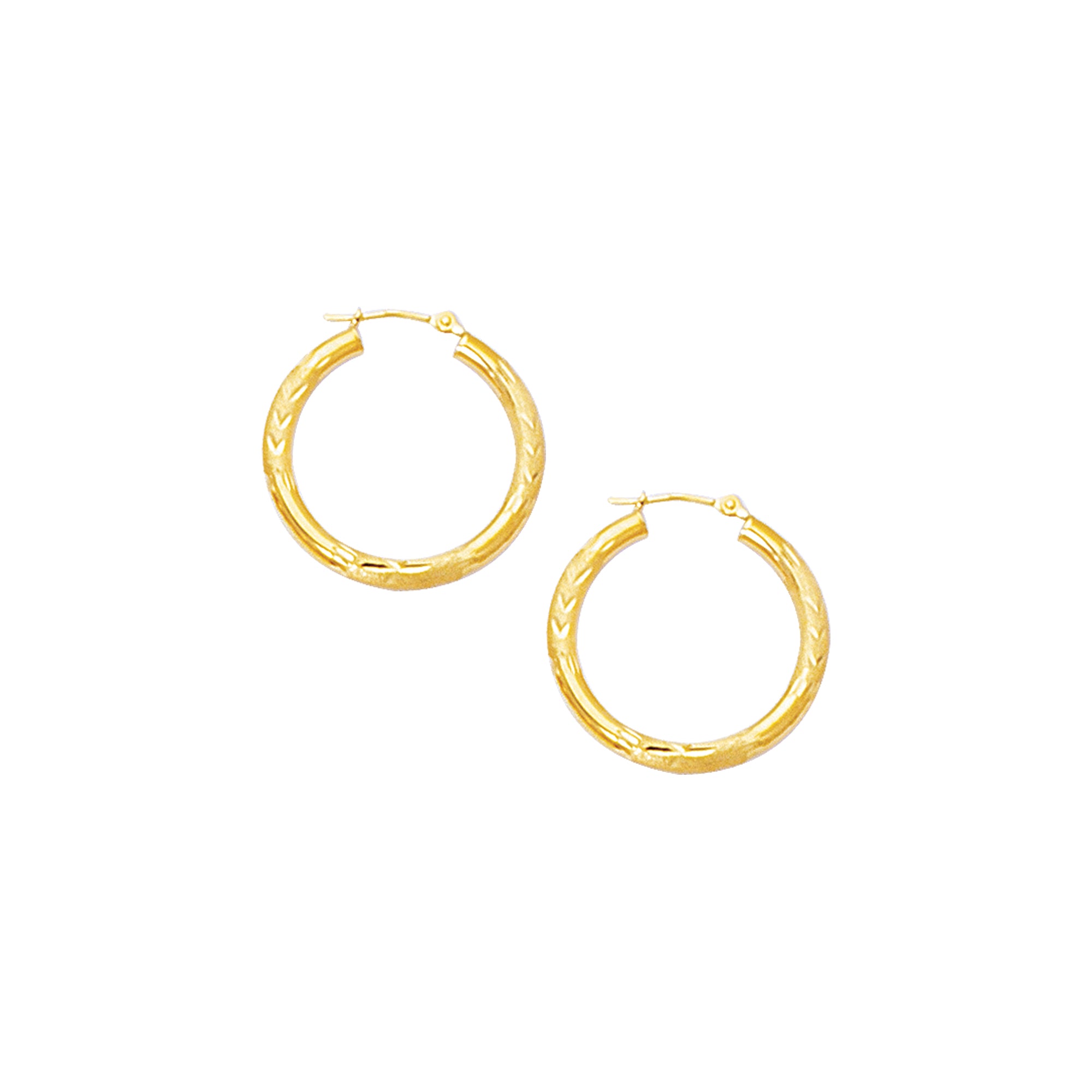 10K Yellow Gold 3Mm Diamond Cut Hinged Hoop Earring