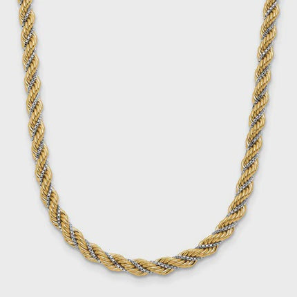 10KT Solid Two Tone Gold 4 MM Rope Chain
