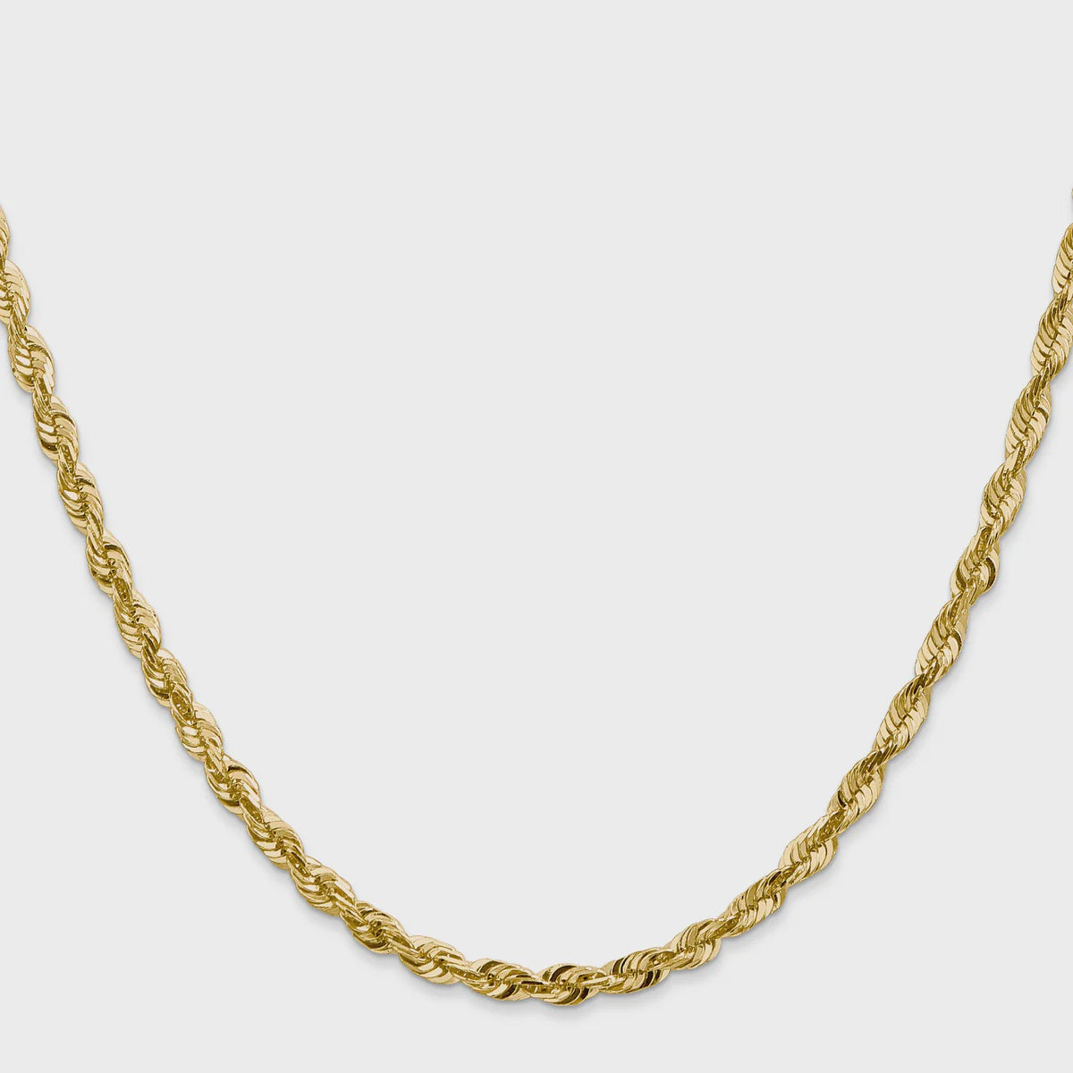 14KT Hollow Yellow Gold 2 MM Diamond Cut Rope Chain