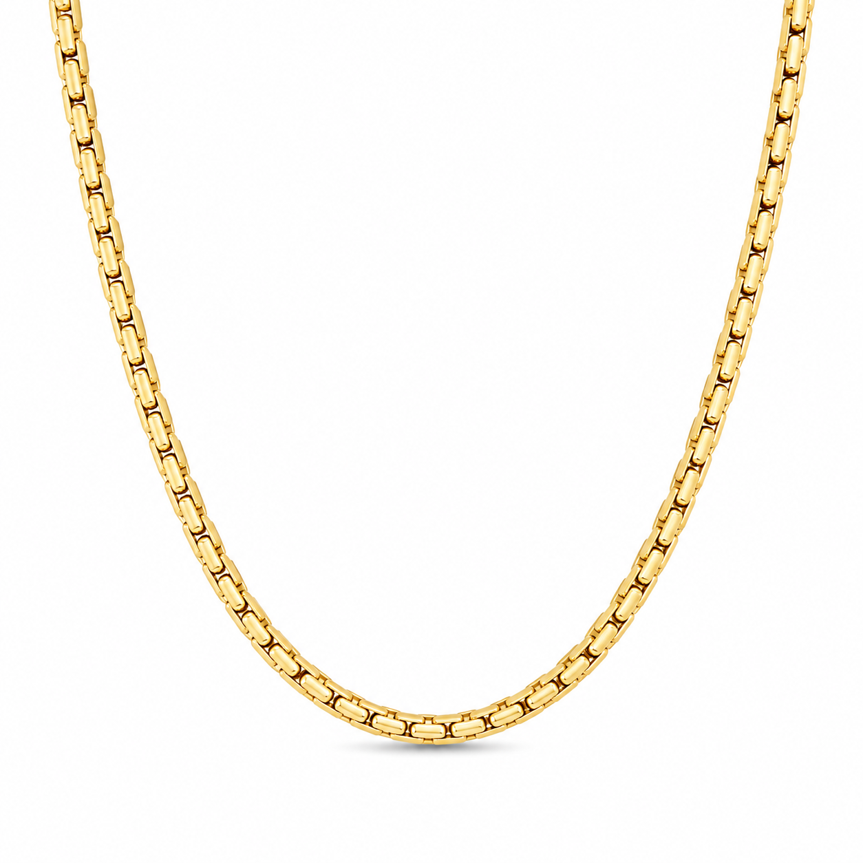 14KT Semi-Solid Yellow Gold 2.5 MM Designer Link Chain