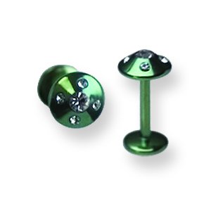 316L Srg Gr Sstl 16G 5/16In.4Mm 5-Clr Czs Green Cone Labret