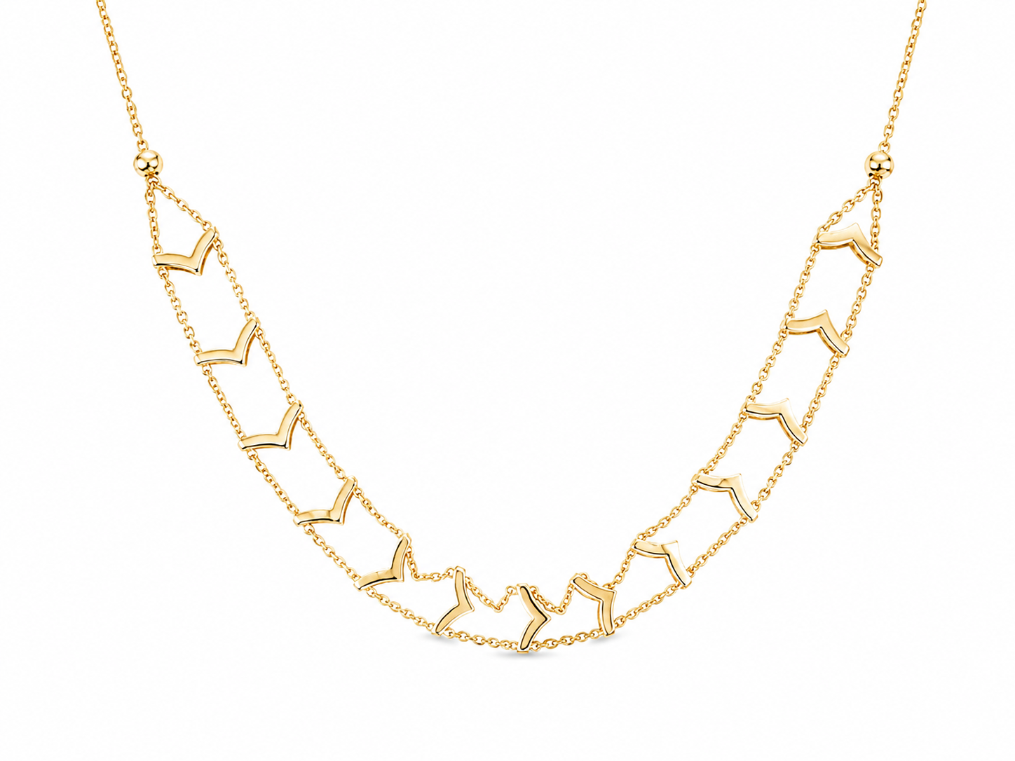 14KT Hollow Yellow Gold Fancy Arrow Necklace [A3B5]