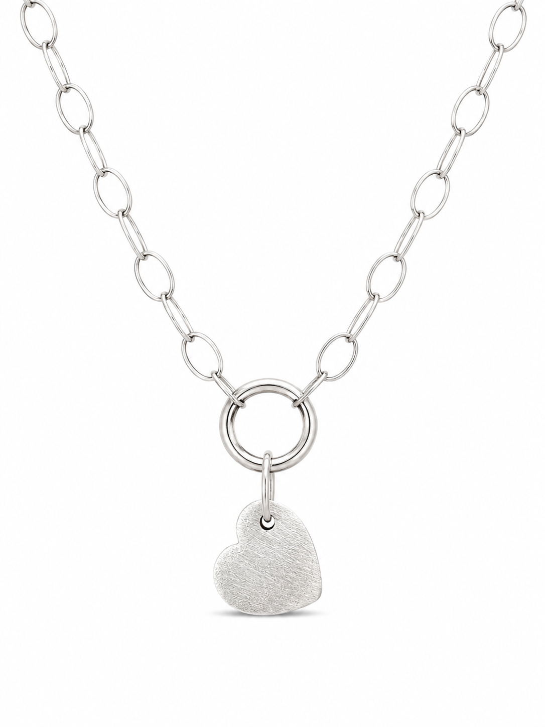 14KT Hollow Gold Link Heart Necklace [A11B7]