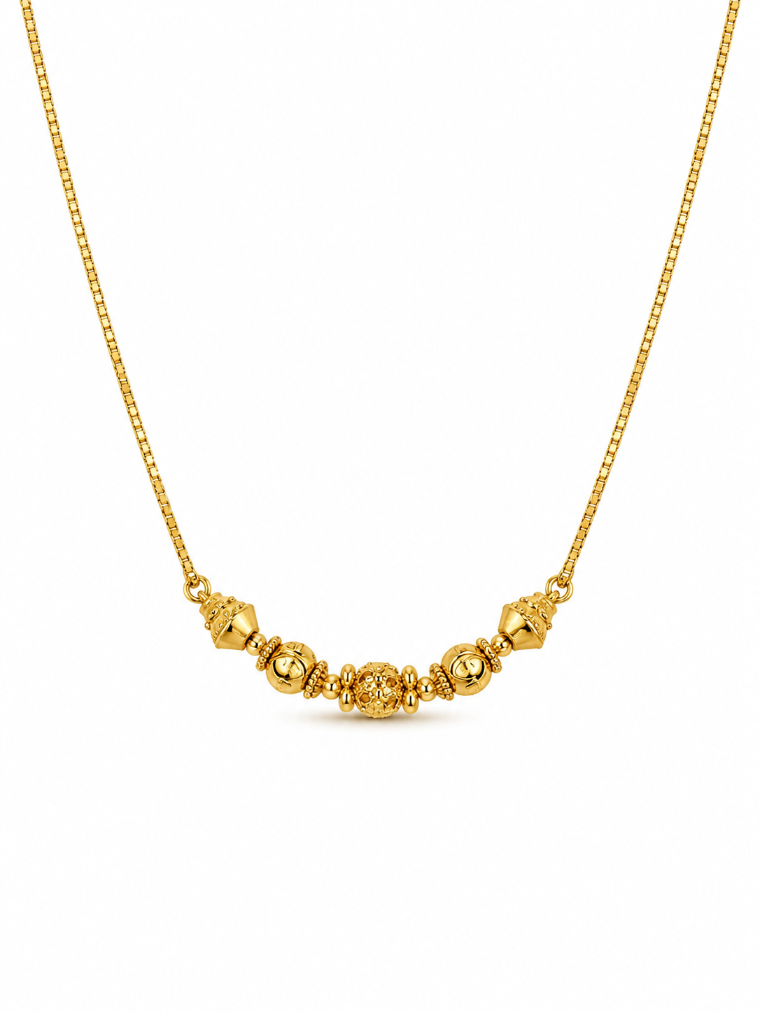 22KT Solid Yellow Gold Bead Necklace [A6B1]
