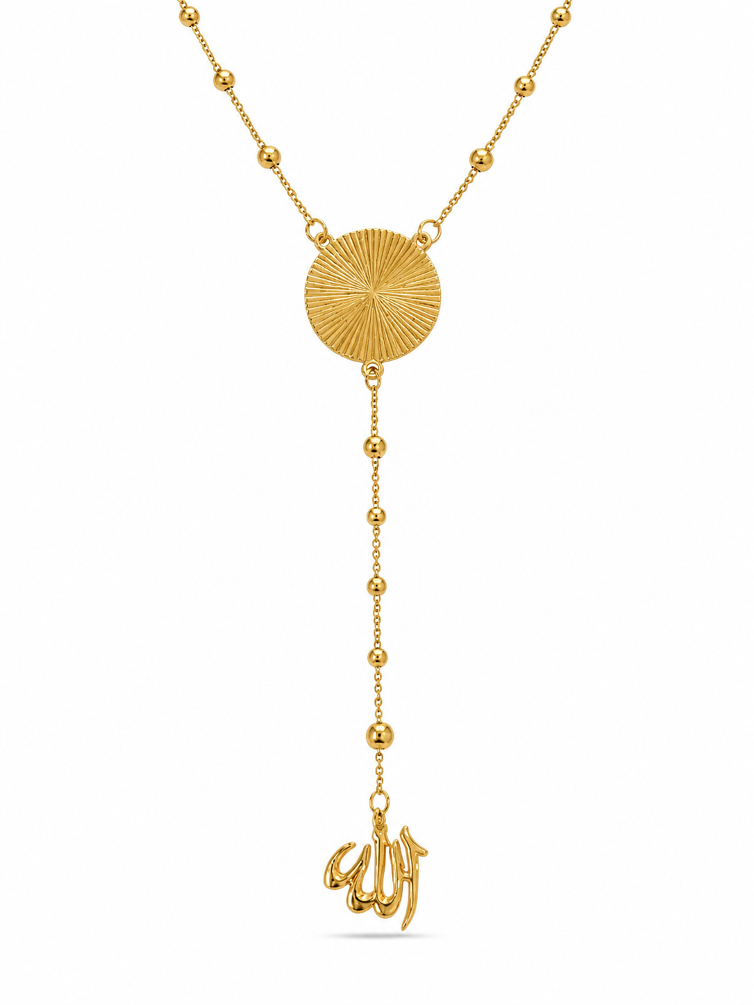 21KT Solid Yellow Gold Rosary Necklace [A9B7]