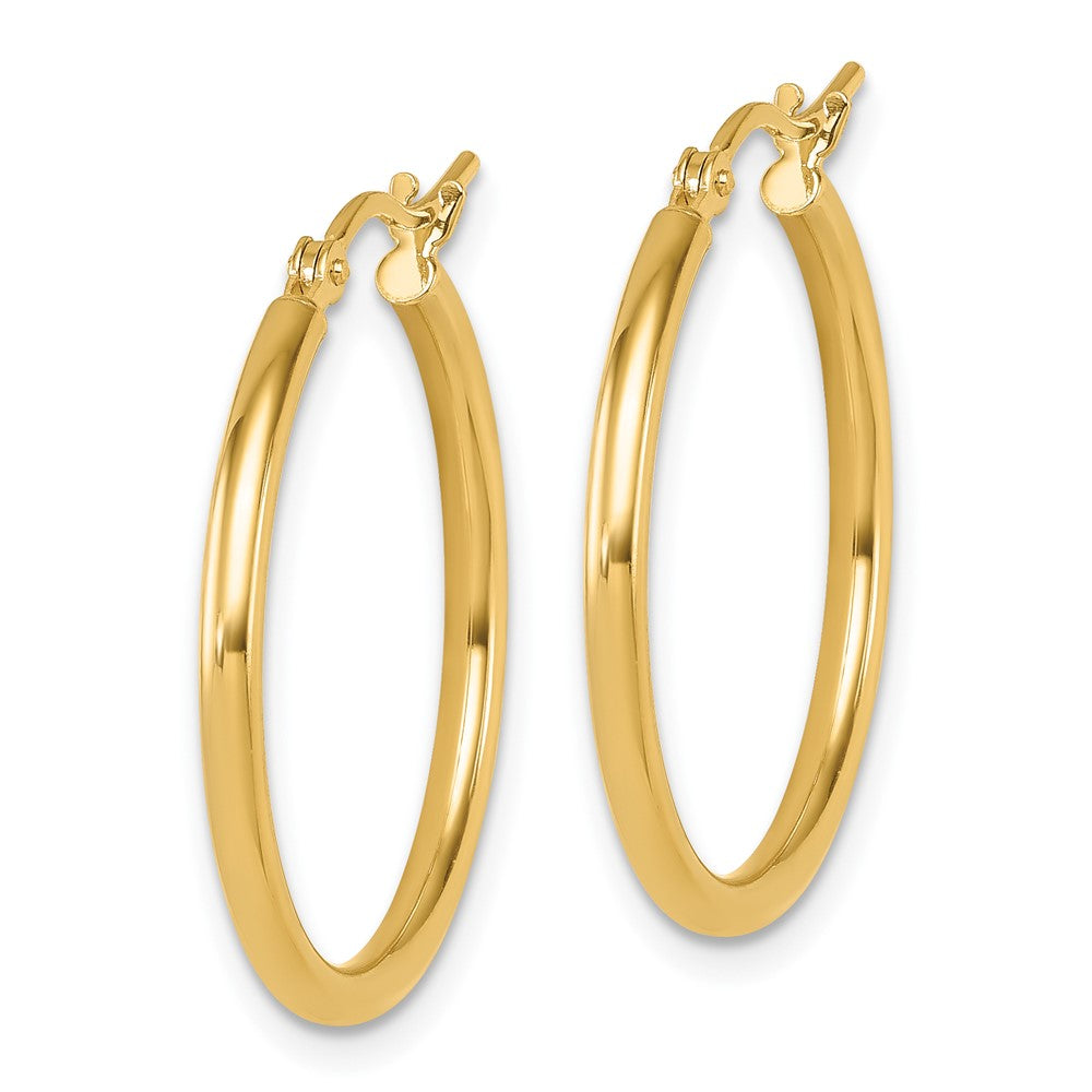 14K 2x25mm Polished Hoop Earrings