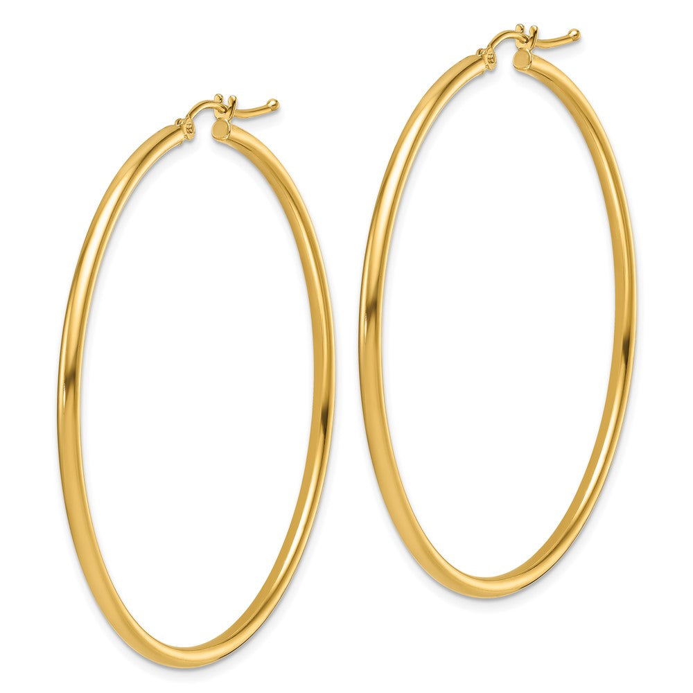 14K Polished 2Mm Hoop Earrings