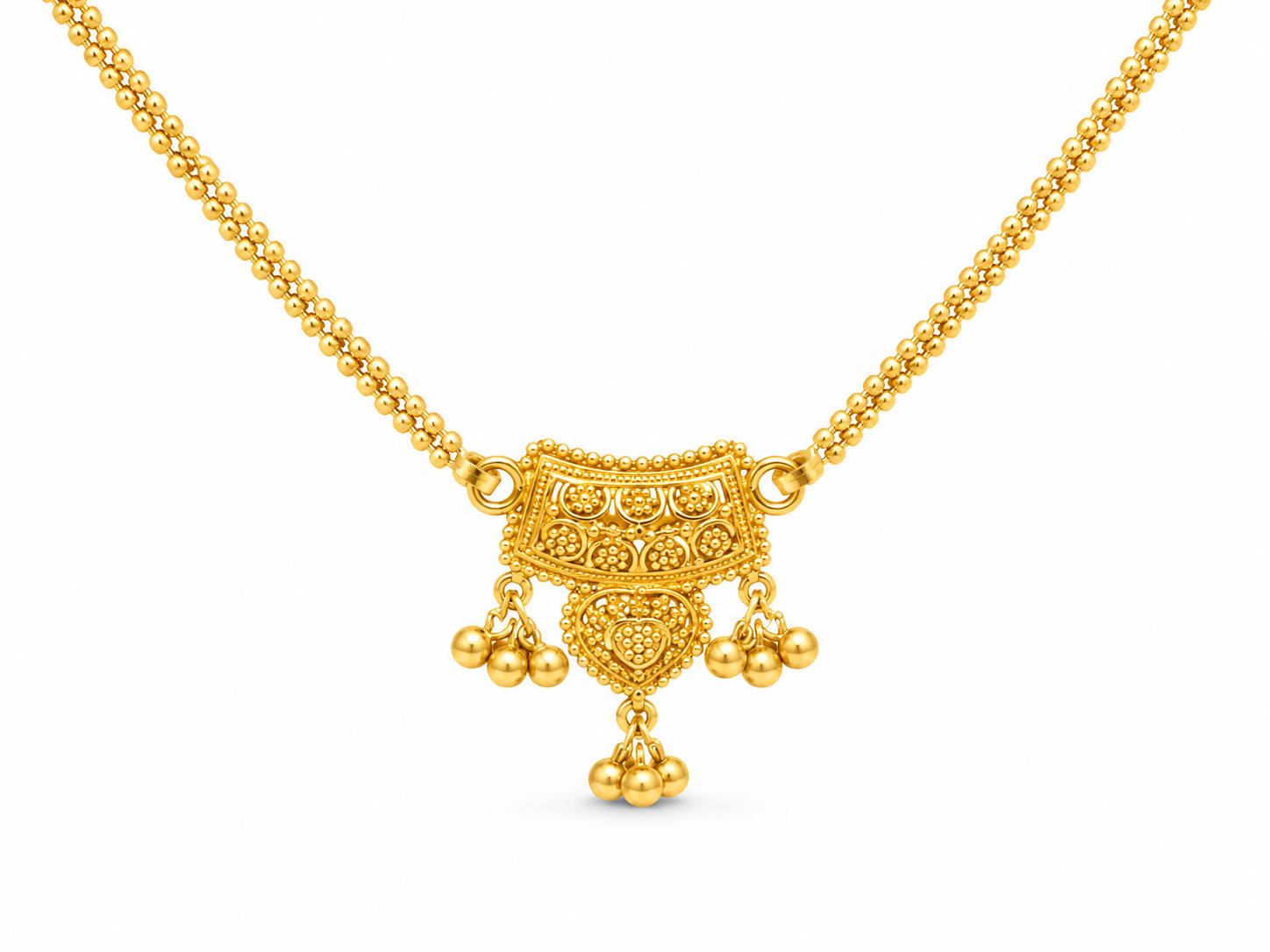 22KT Solid Yellow Gold Designer Dangle Necklace [A11B9]