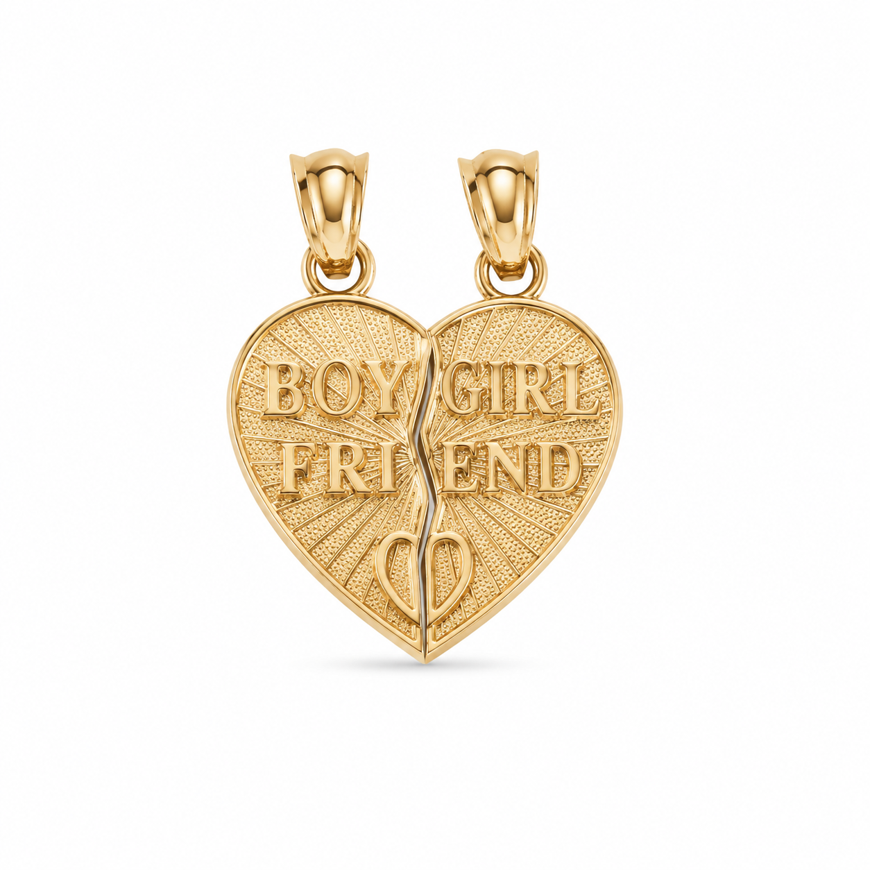 14KT Boy Girl Friend Heart Yellow Gold Pendant [A1B7]