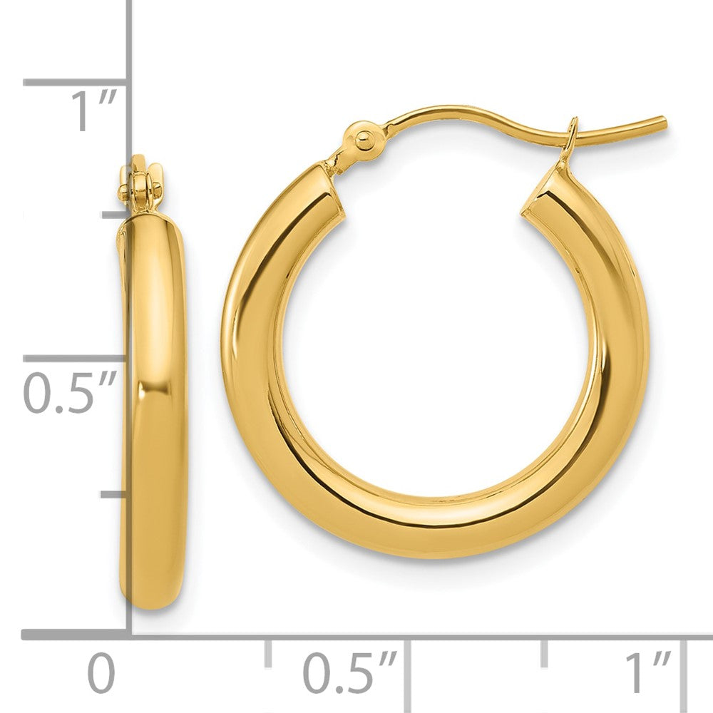 14K Polished 3Mm Hoop Earrings