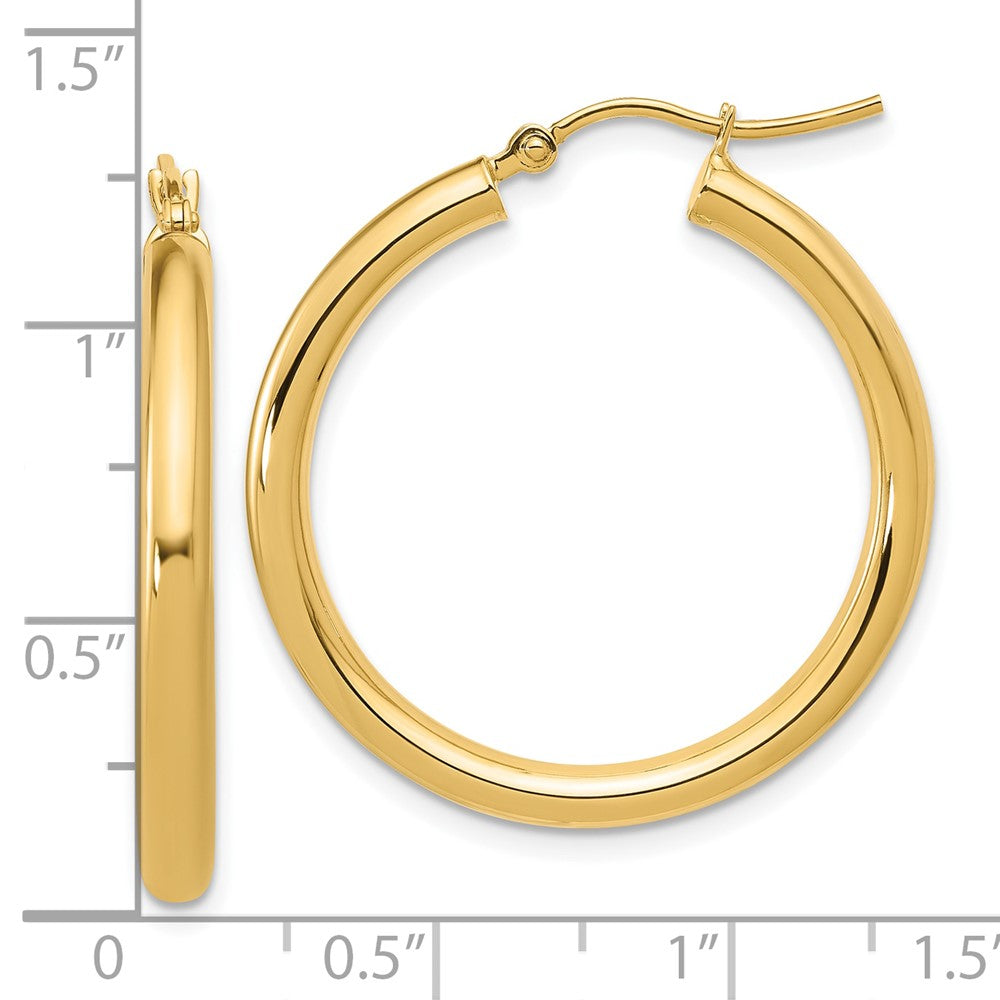 14K Polished 3Mm Hoop Earrings