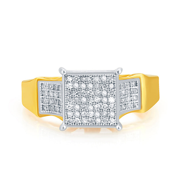 10K Yellow Yellow Gold Ladies Ring With 0.27 Ct Round Micro Pave Diamonds