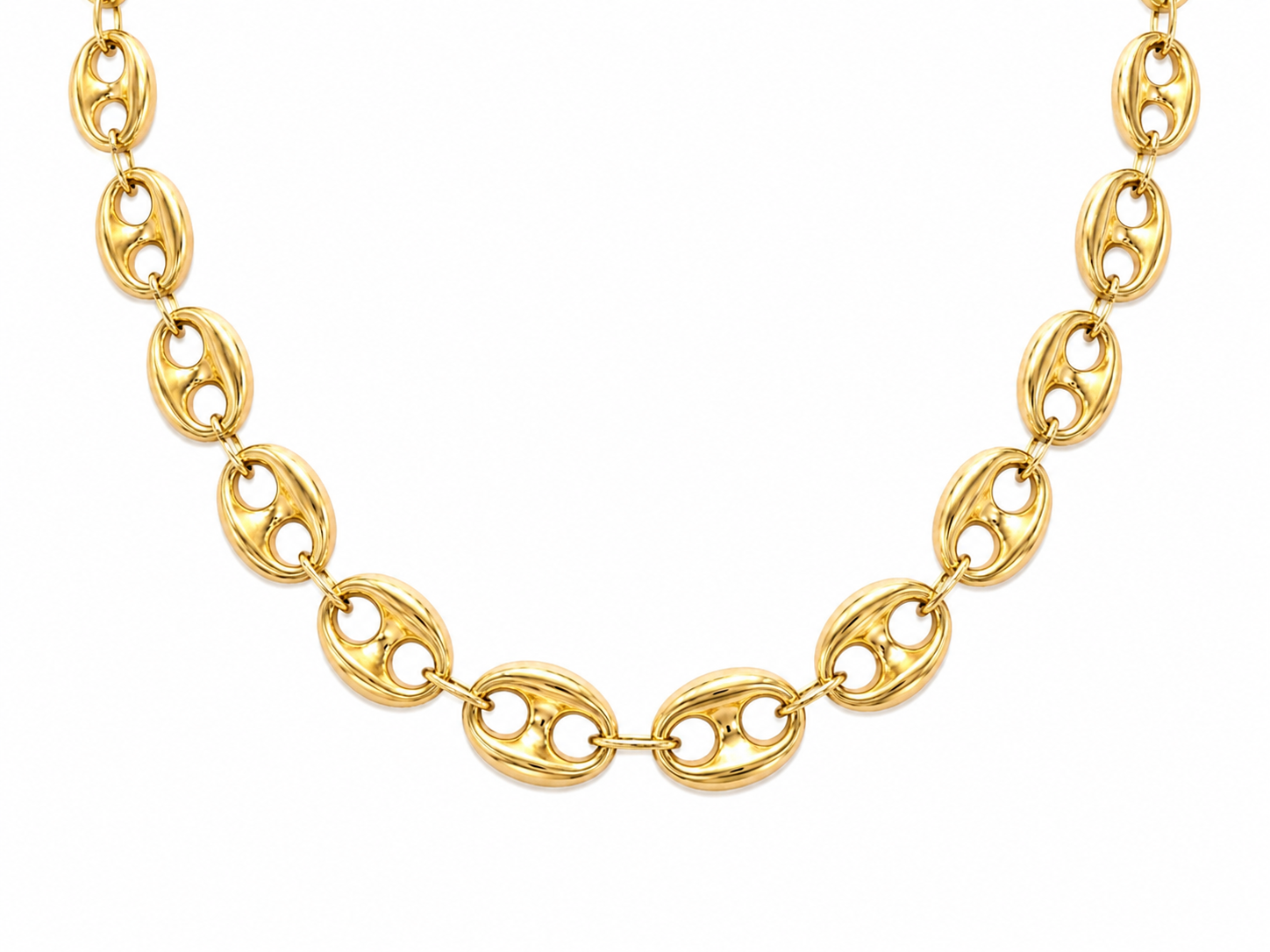 14KT Hollow Yellow Gold 14 MM Puff Gucci Link Chain