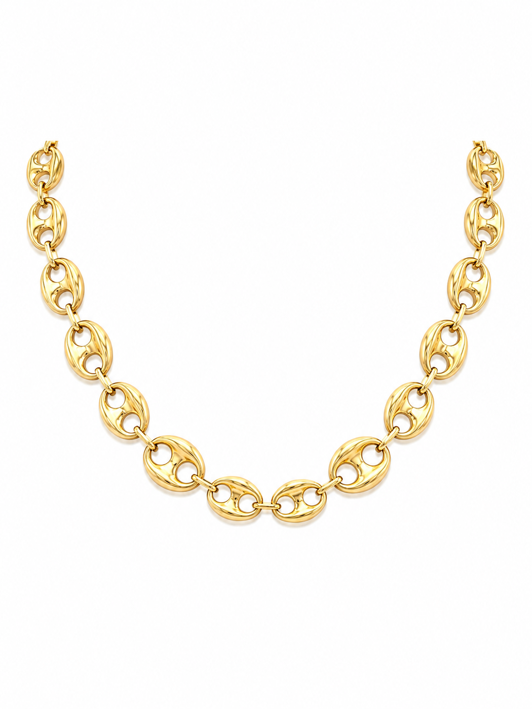 14KT Hollow Yellow Gold 12 MM Puff Gucci Link Chain