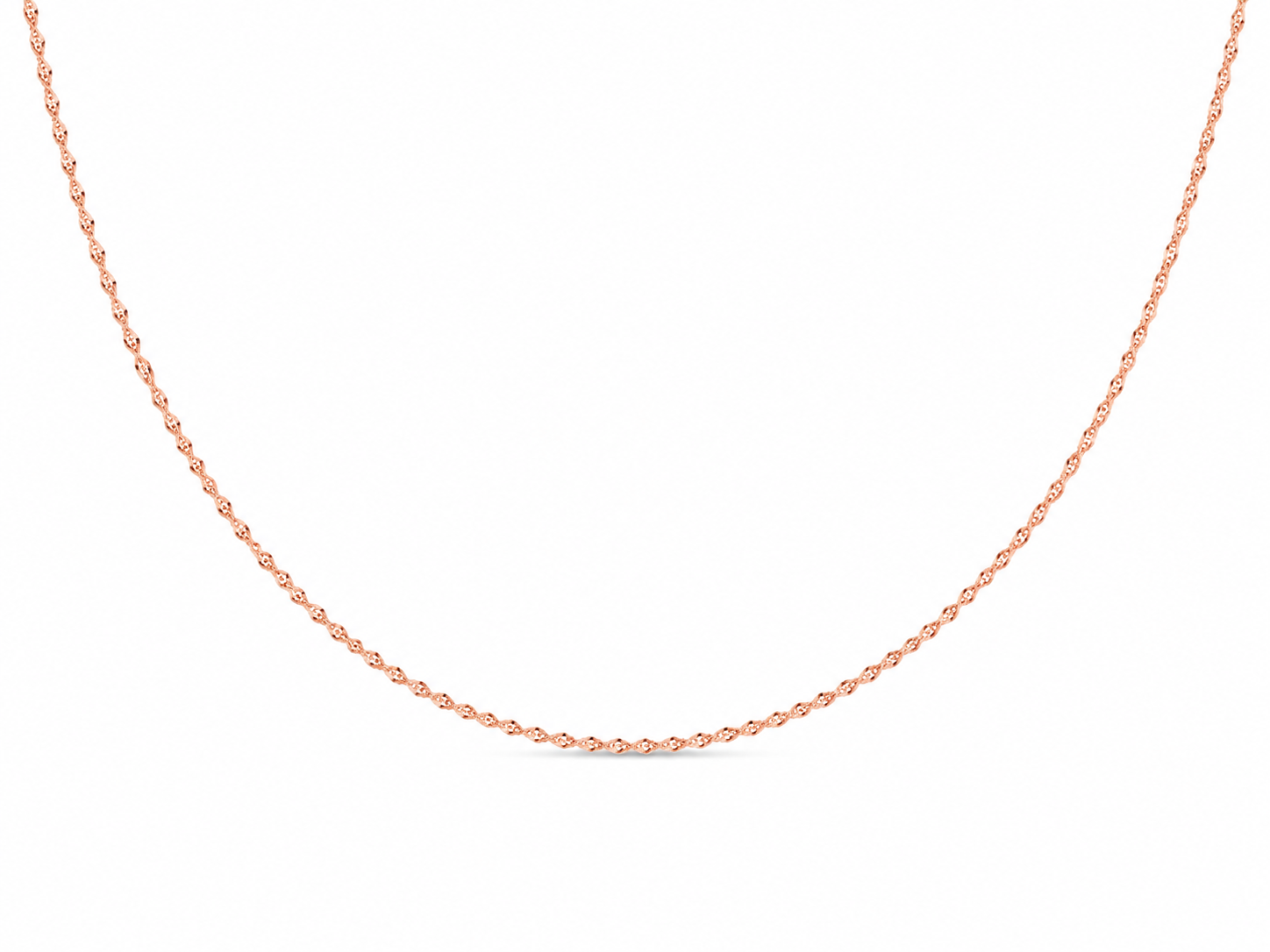 10KT Hollow Rose Gold 1 MM Singapore Link Chain
