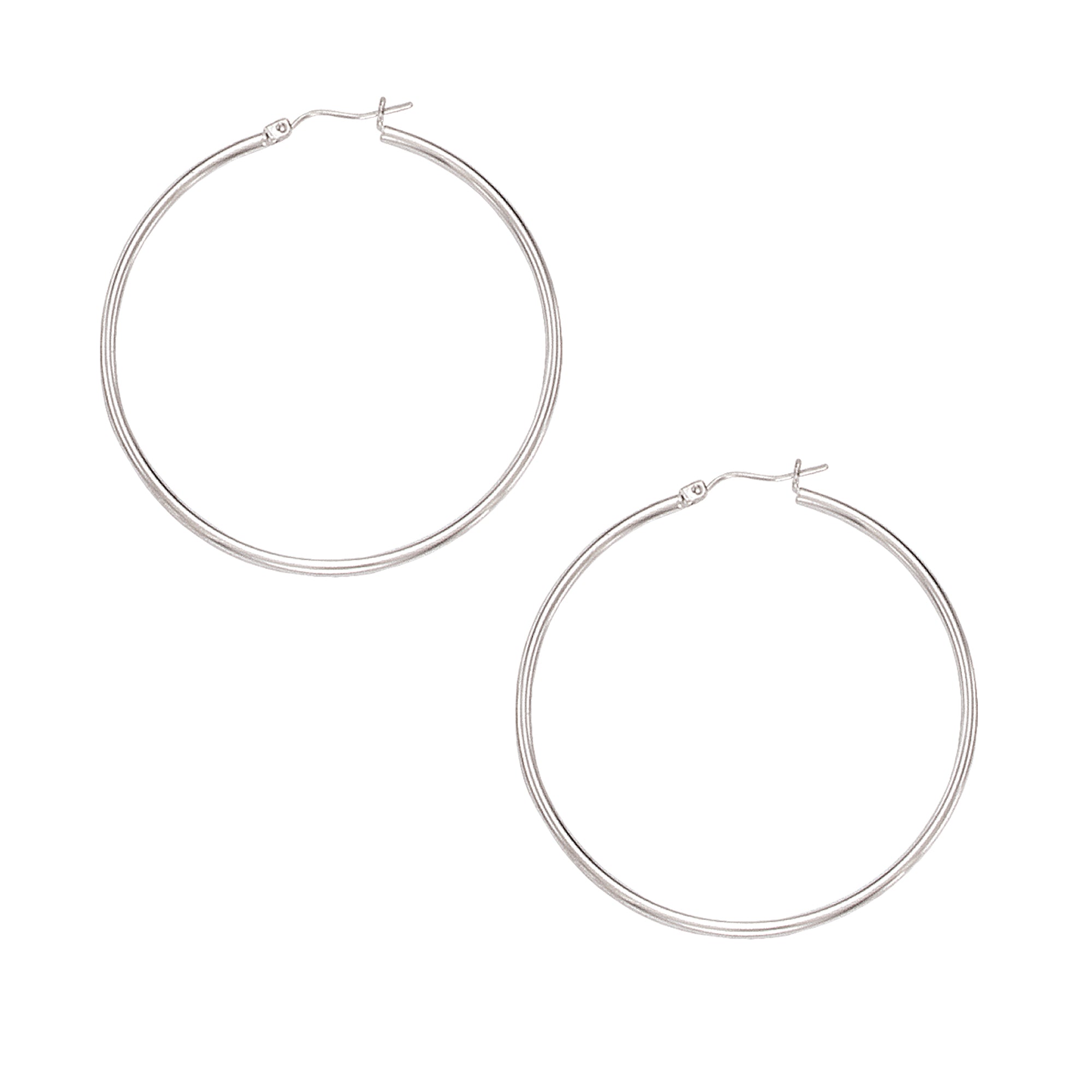 10K White Gold 2x50mm Hoop Earring