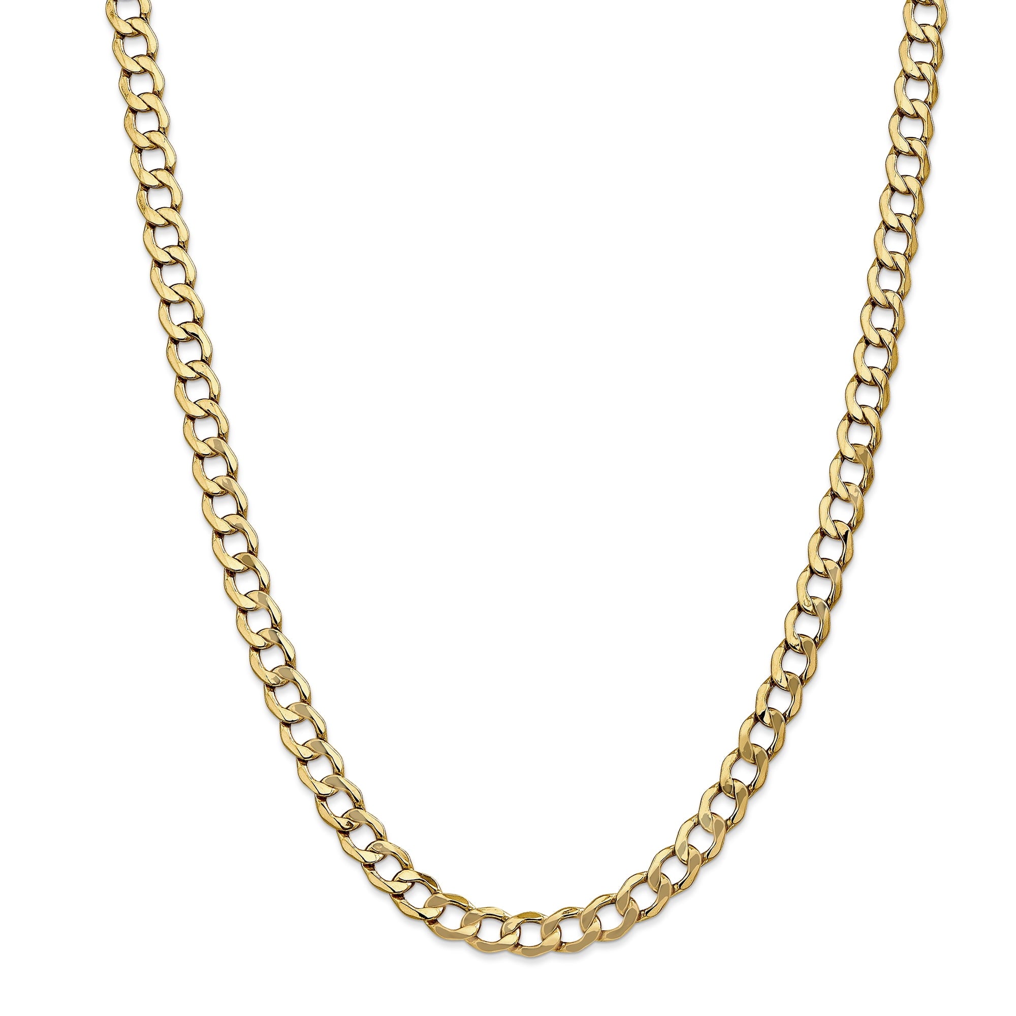 14K 26 Inch 7Mm Semi-Solid Curb With Lobster Clasp Chain