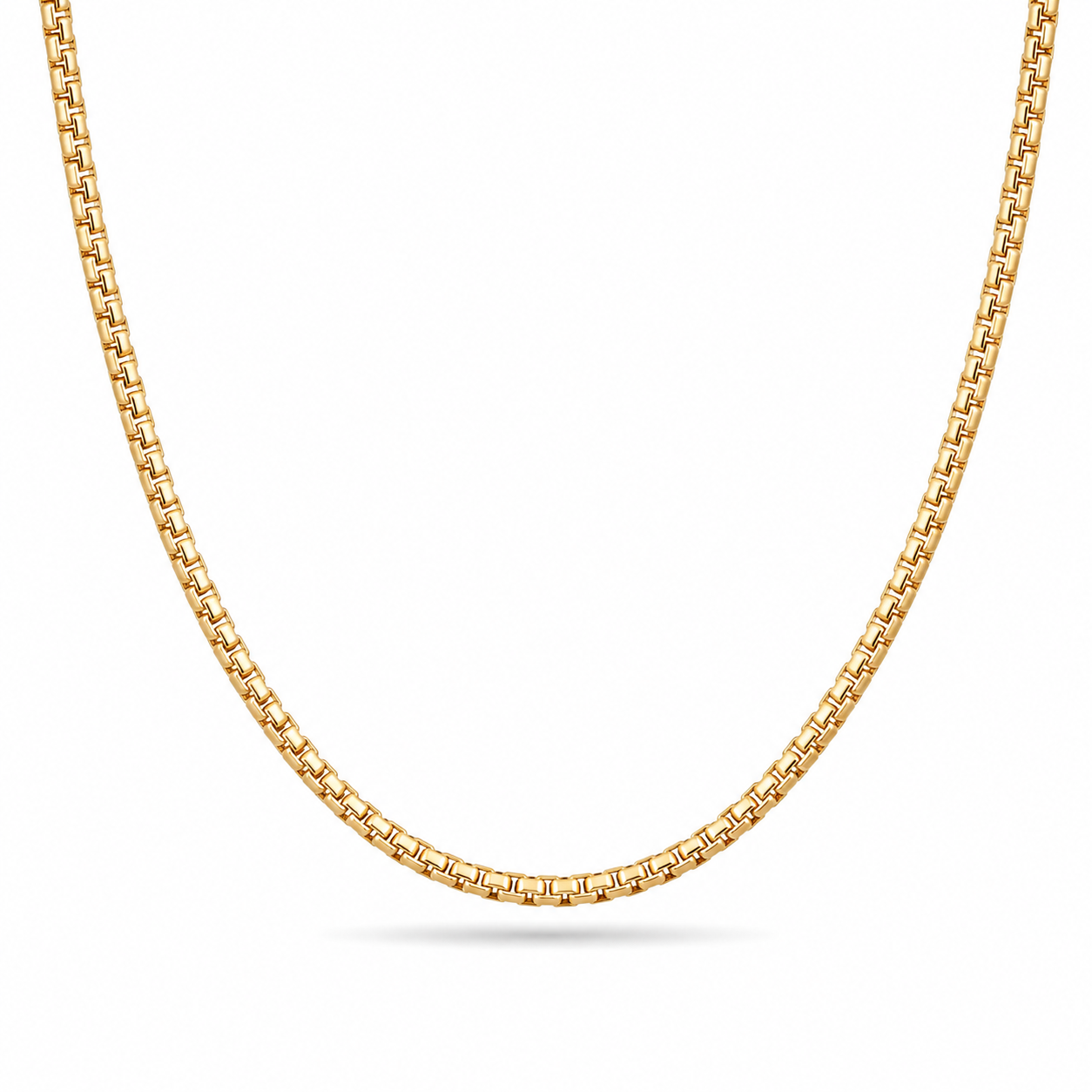 10KT Solid Two-Tone Gold 2.5 MM Pave Diamond Cut Square Box Link Chain