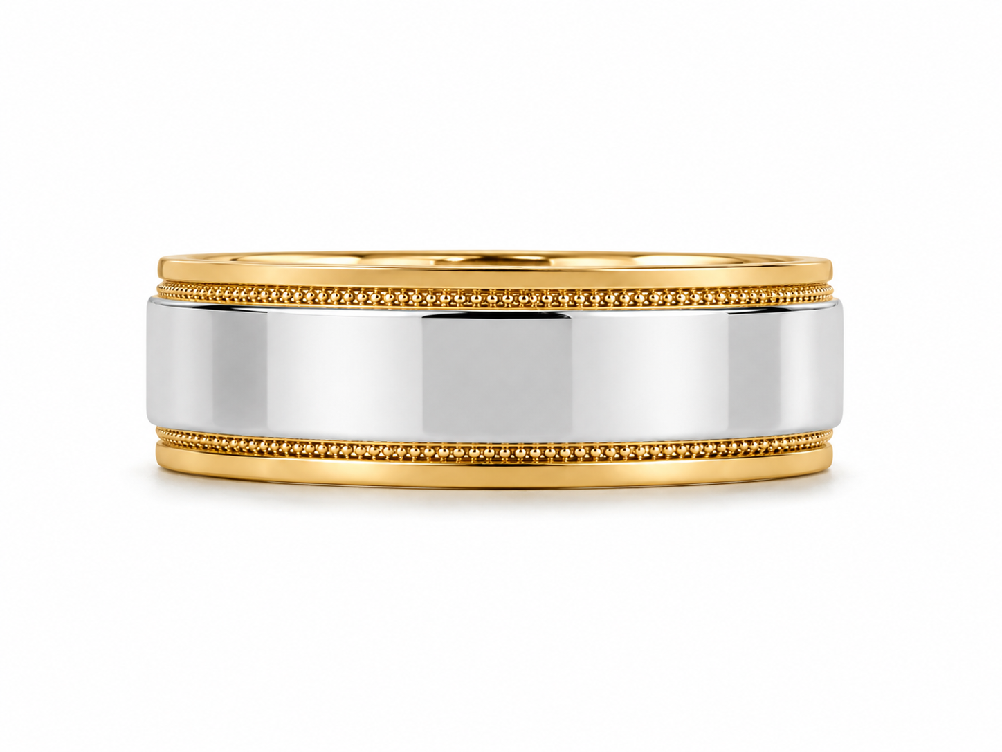 14KT Two-Tone Gold 6 MM Milgrain Wedding Band