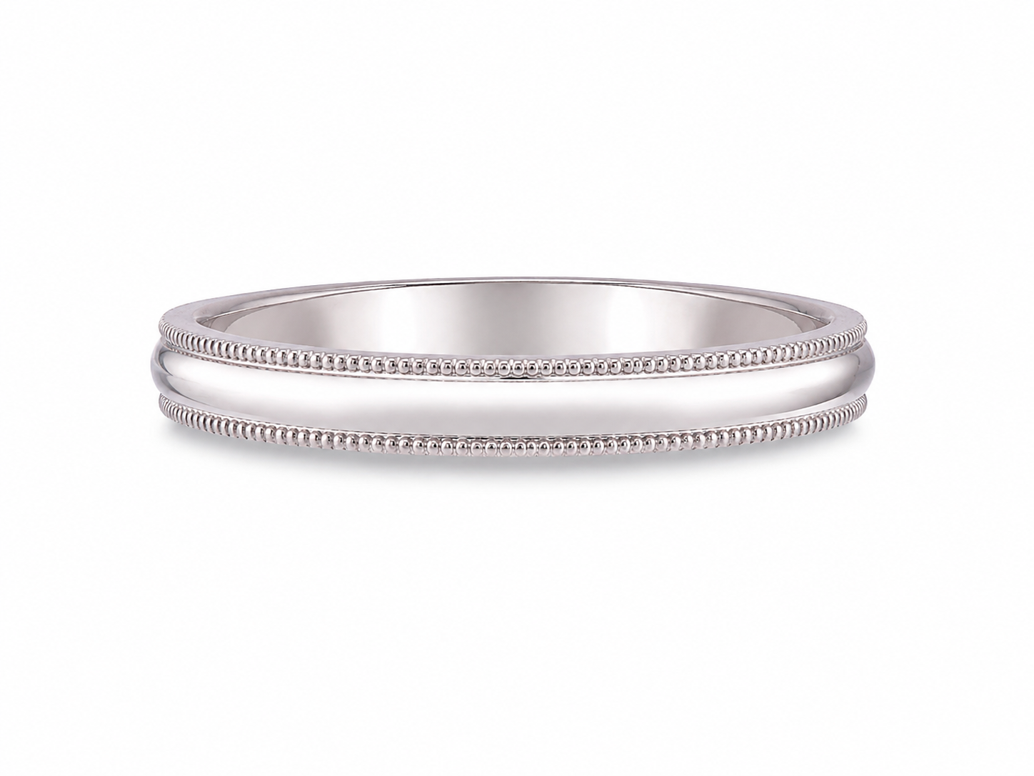 10KT White Gold 4 MM Milgrain Wedding Band