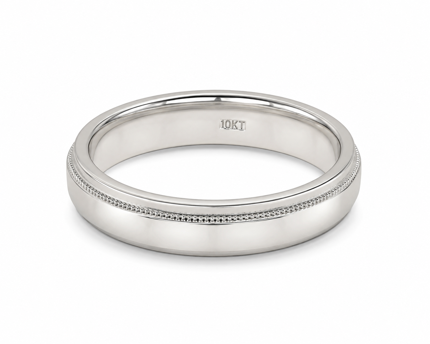 10KT White Gold 5 MM Milgrain Wedding Band
