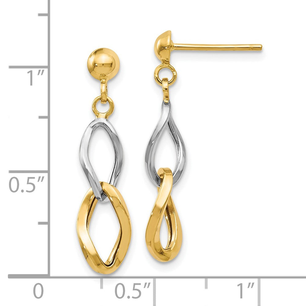 14K Two-tone Polished Post Dangle Earrings